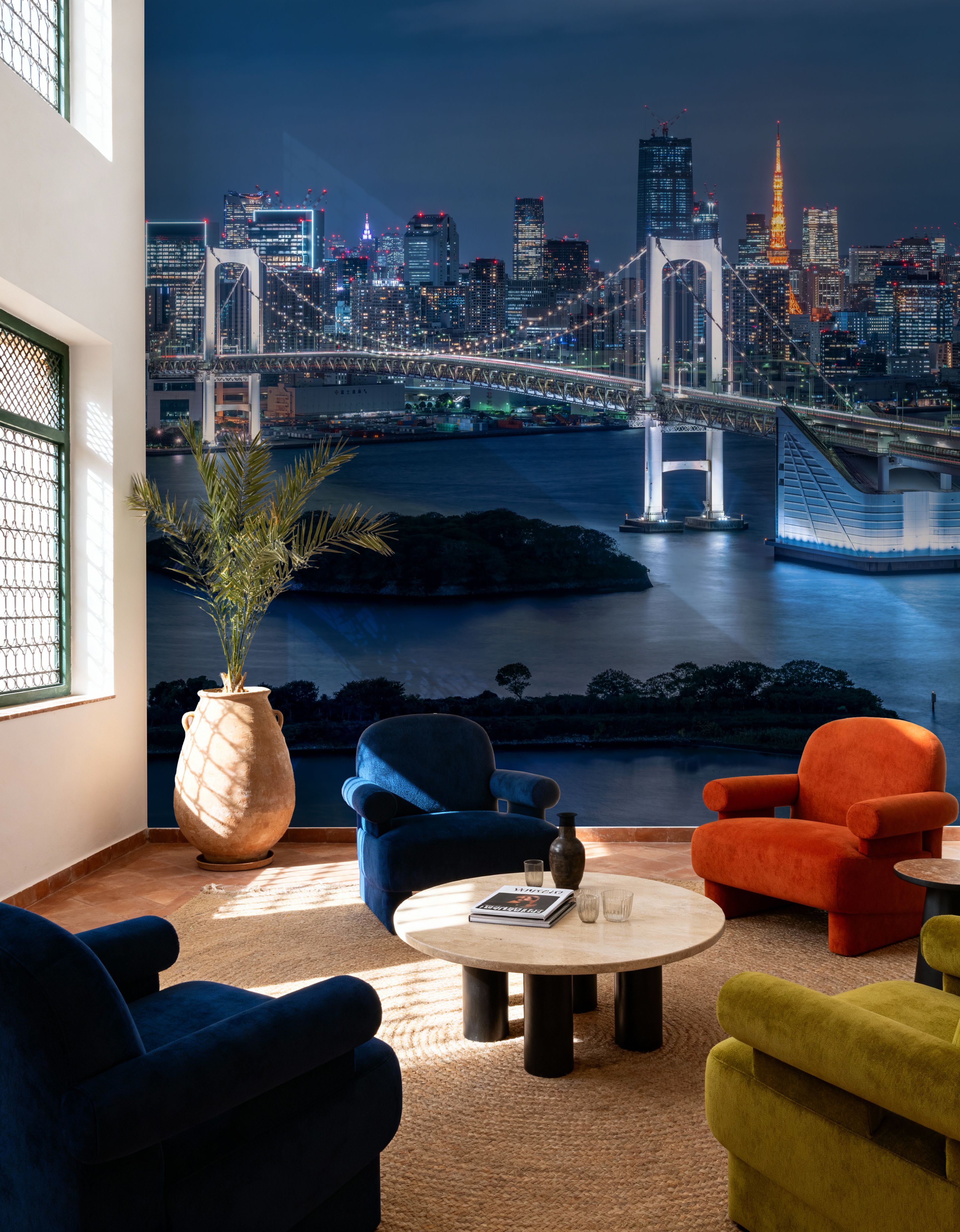 Wall Mural - Rainbow Bridge - Architecture Big Cities mural wallpaper - Hallway staircases - Wallism US - Premium, Textured or Peel & Stick