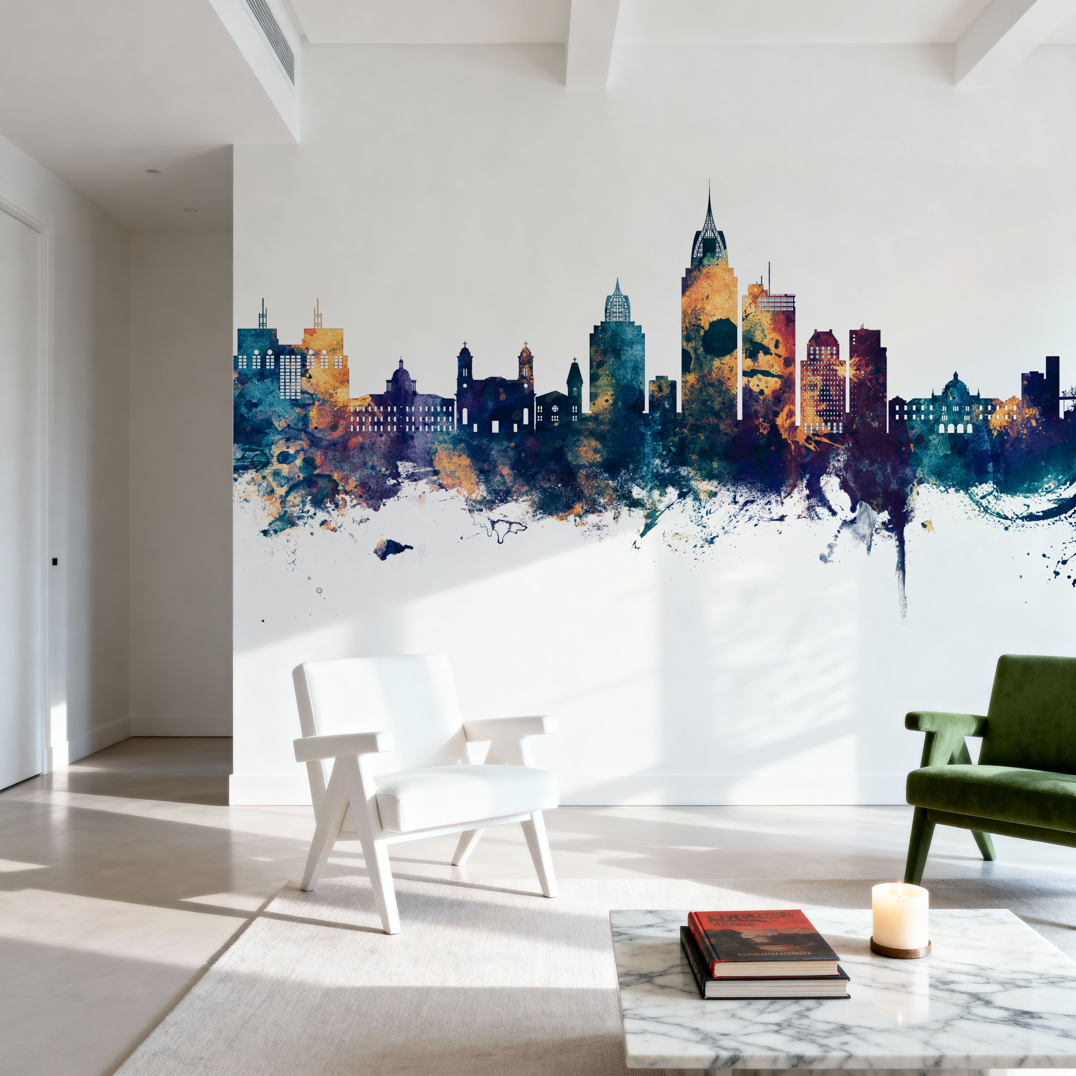 Mobile Alabama Skyline Blue & Bronze