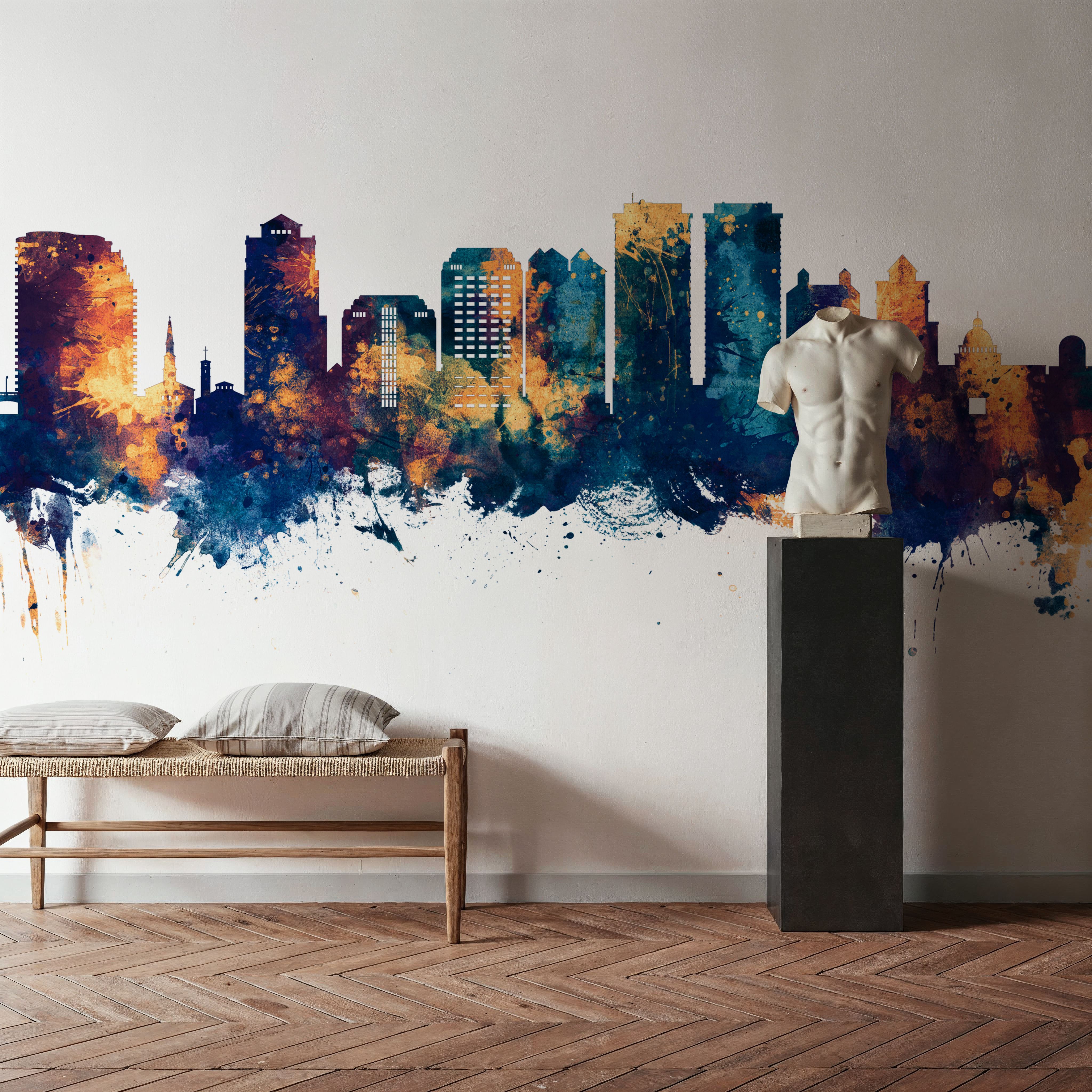 West Palm Beach Florida Skyline Blue & Bronze