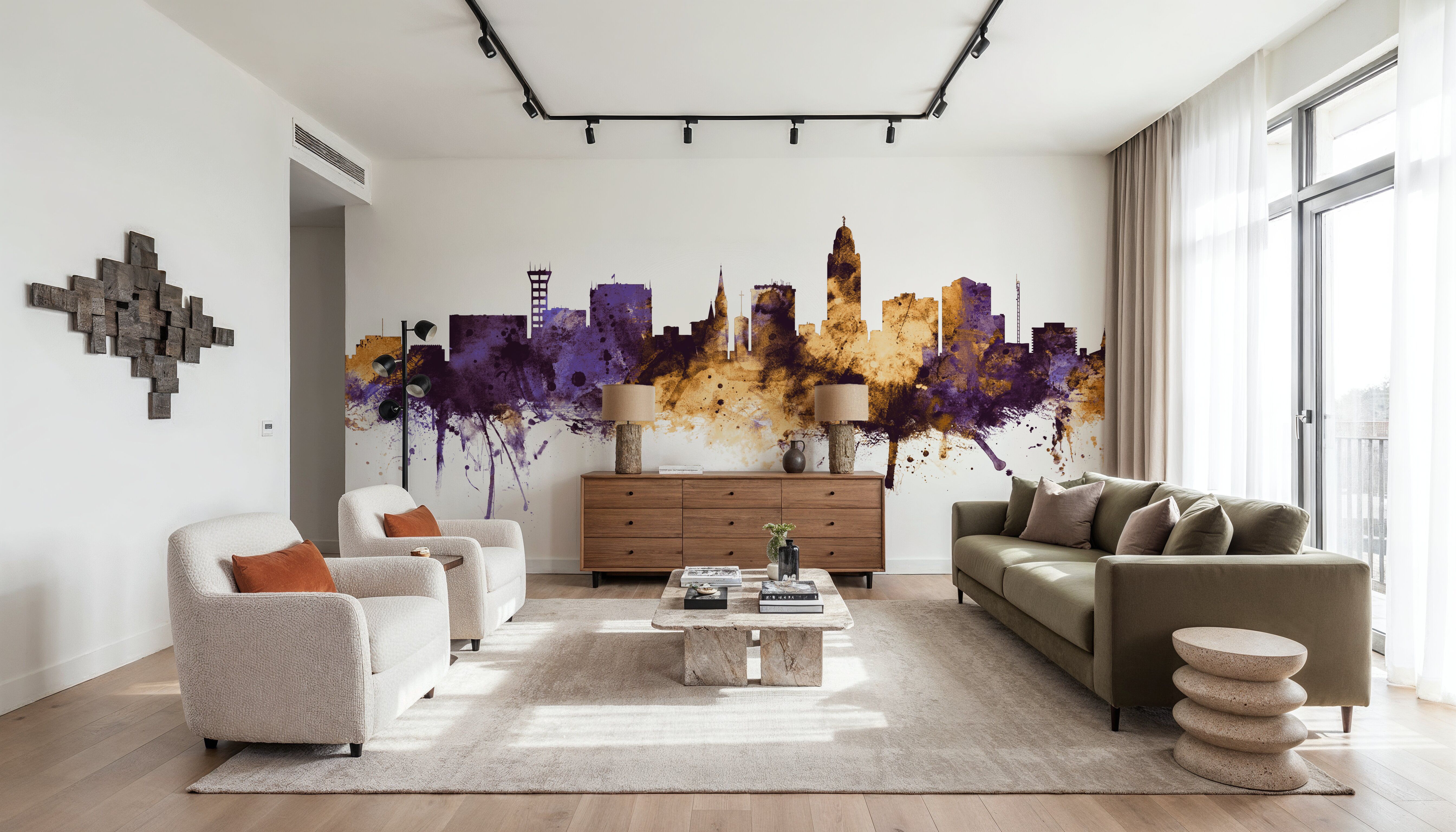 Lincoln Nebraska Skyline Purple & Gold