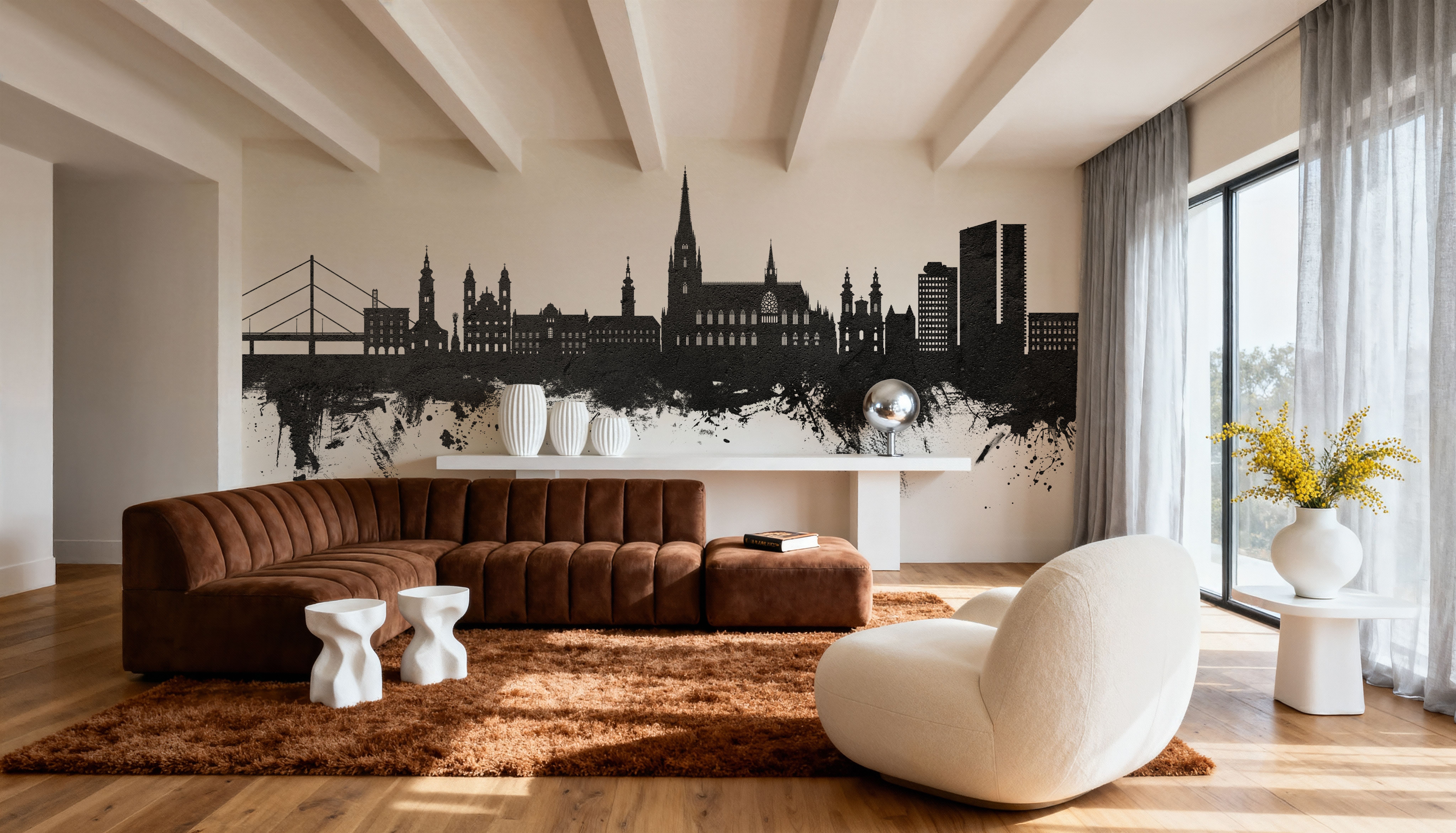 Linz Austria Skyline Black & White