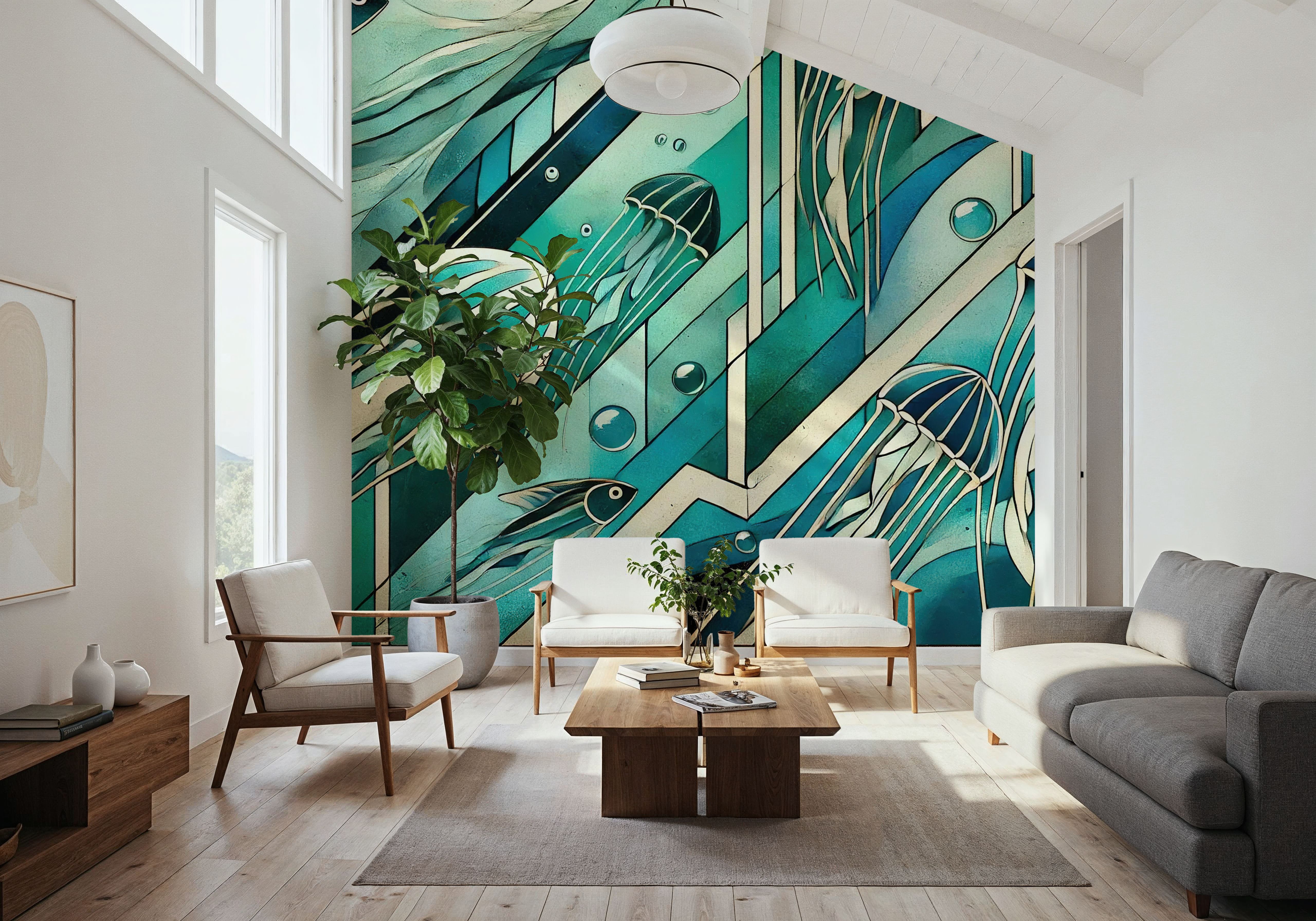 Oceanic Serenade Scene in Art Deco