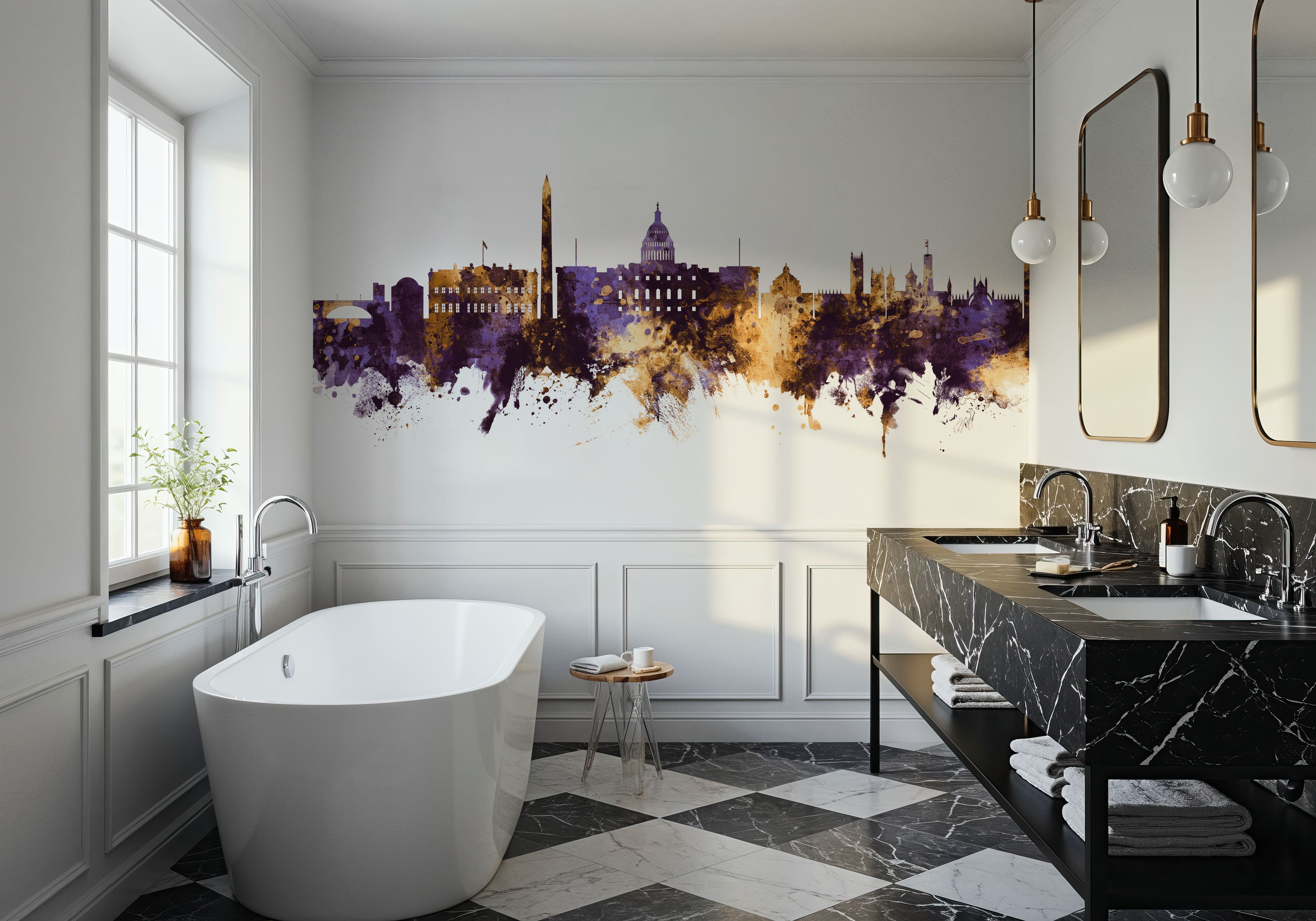 Washington DC Skyline Purple & Gold