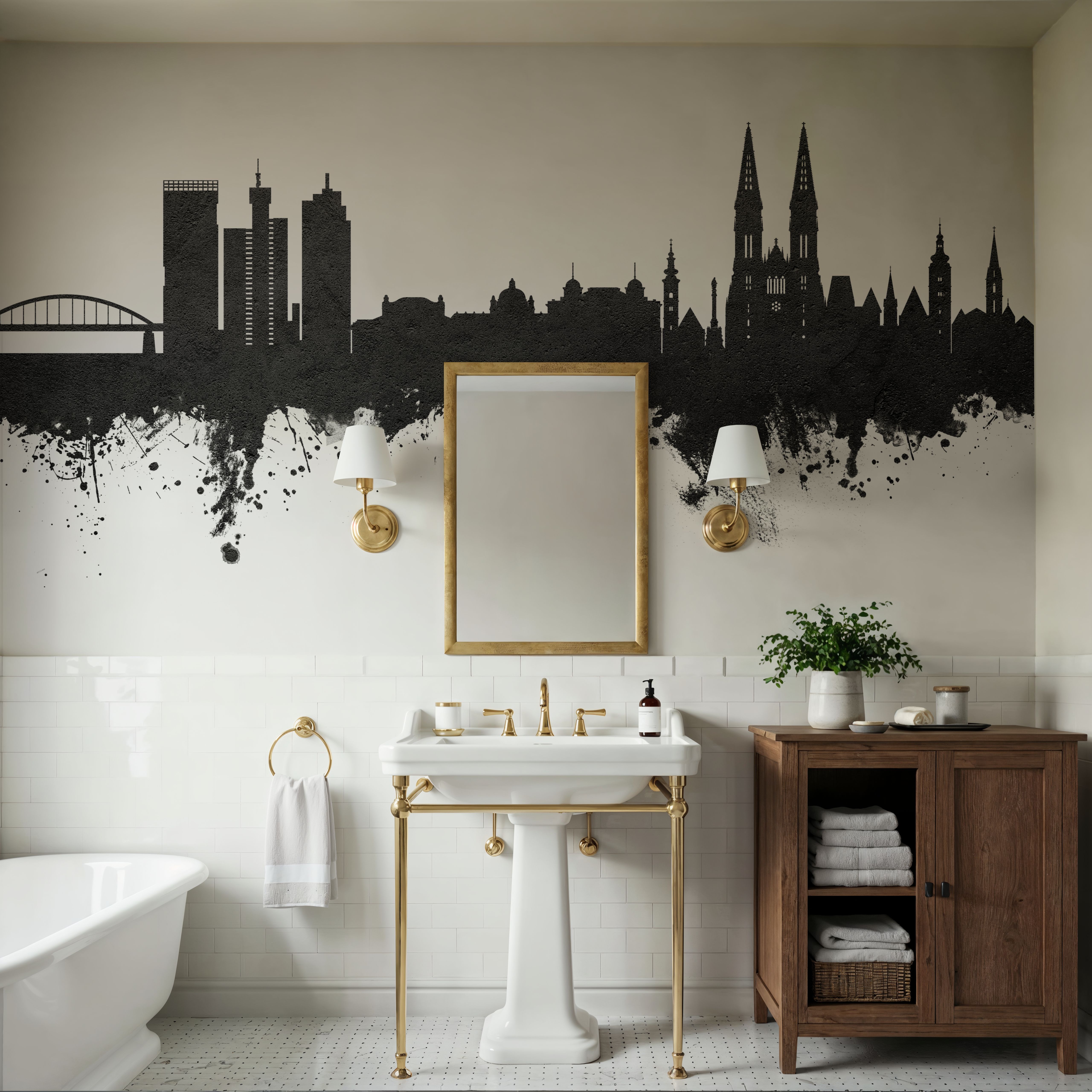 Zagreb Croatia Skyline Black & White