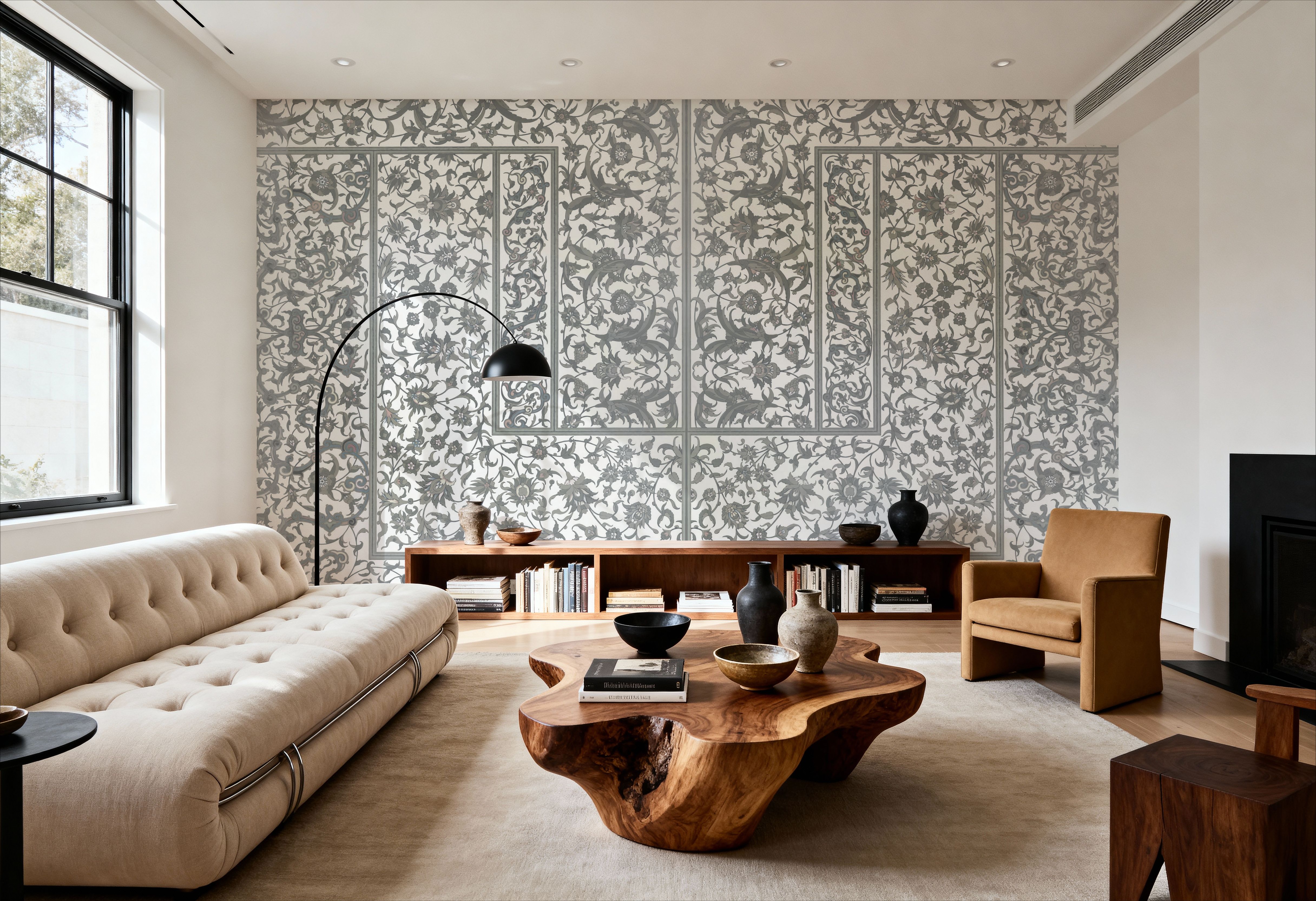 Indo Persian Mood, Gray, Wallpaper