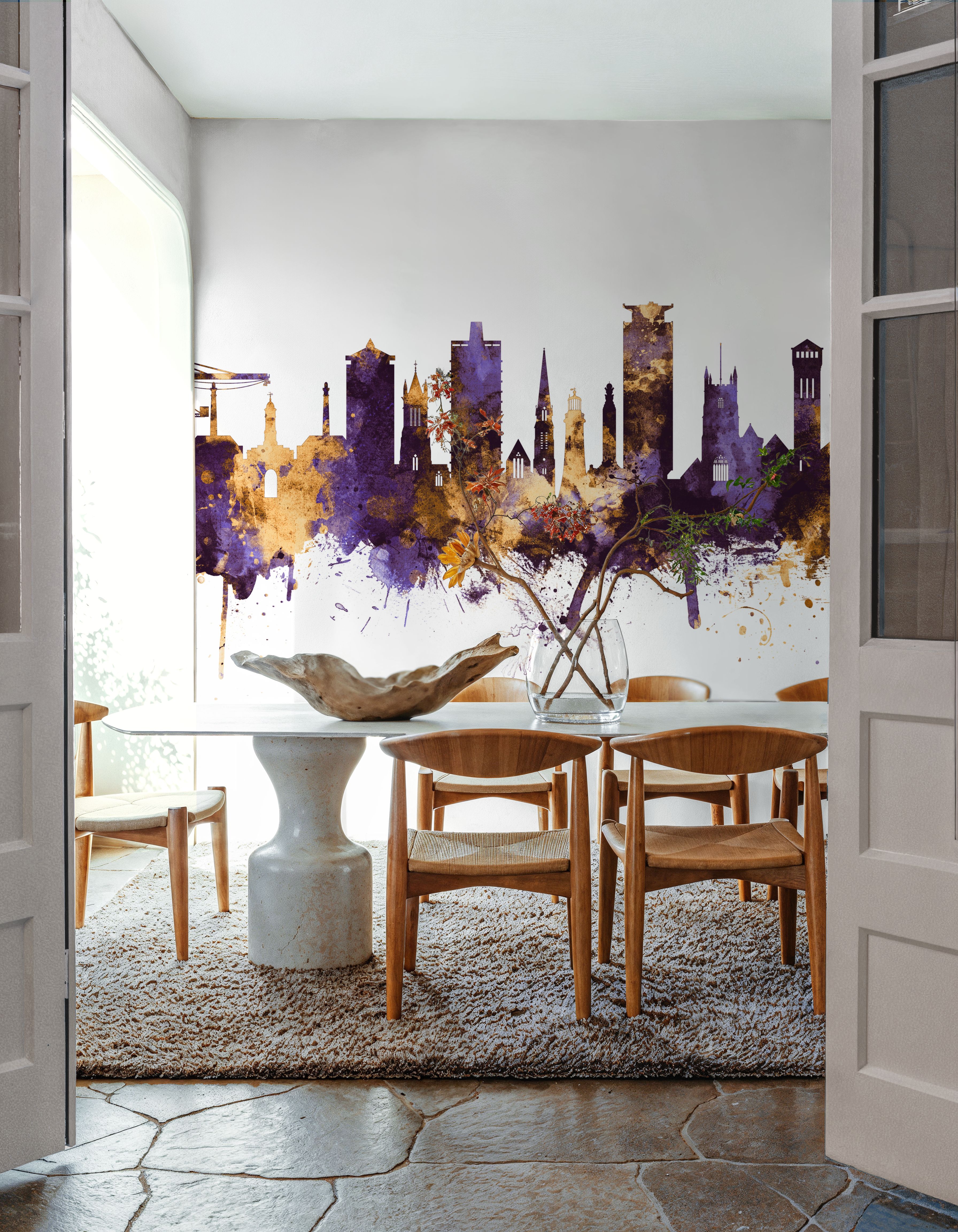 Plymouth England Skyline Purple & Gold