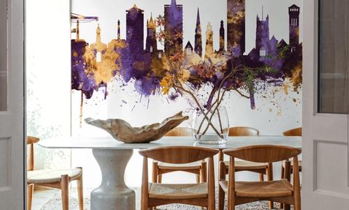 Plymouth England Skyline Purple & Gold