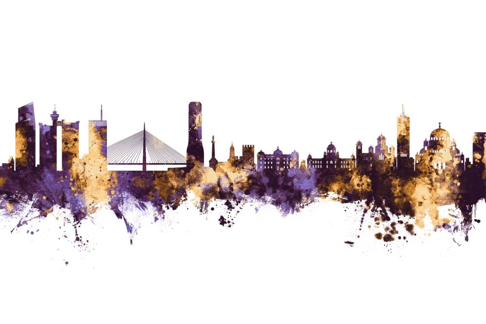 Belgrade Serbia Skyline Purple & Gold