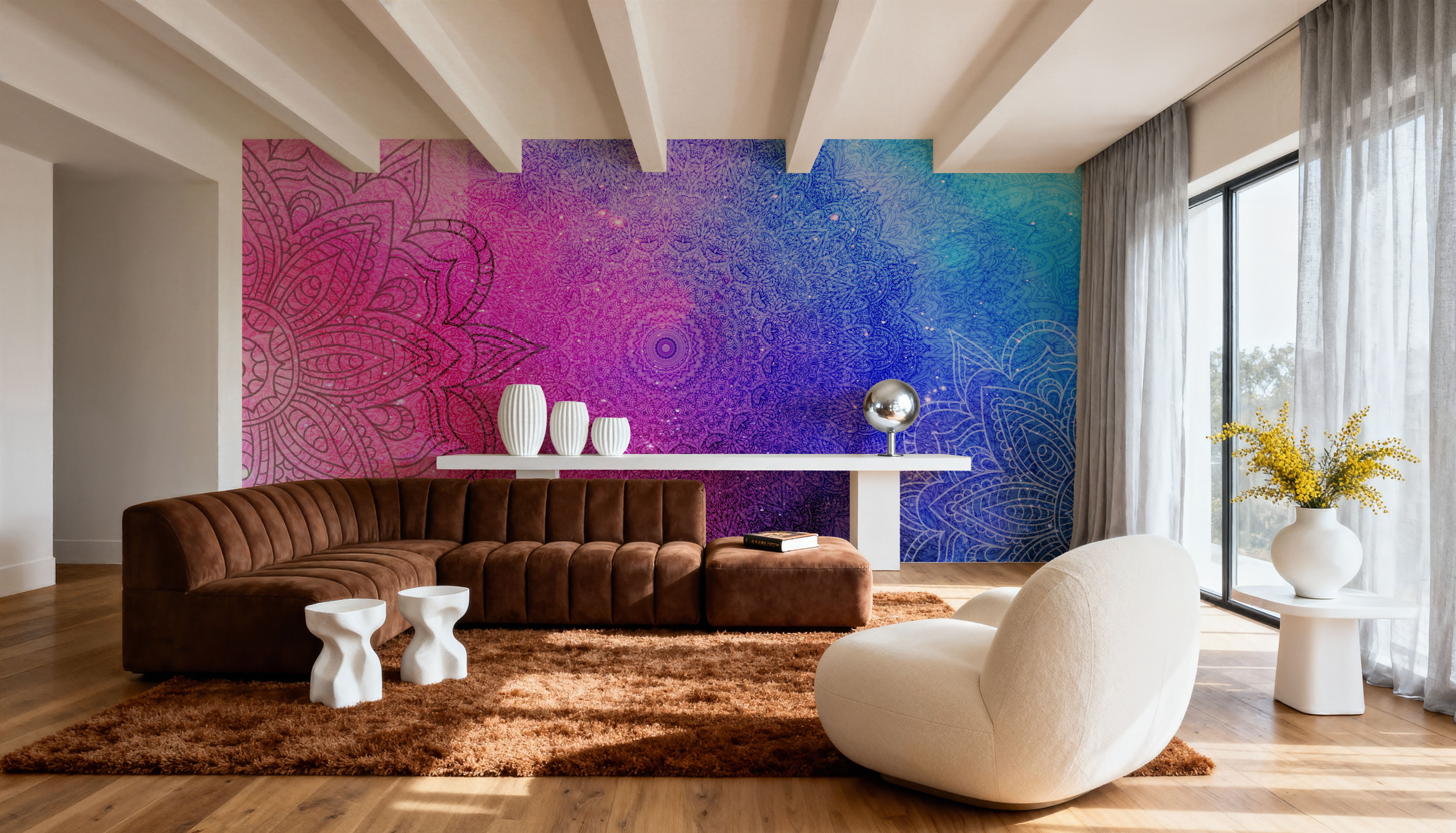 Mandala, Blue & Pink