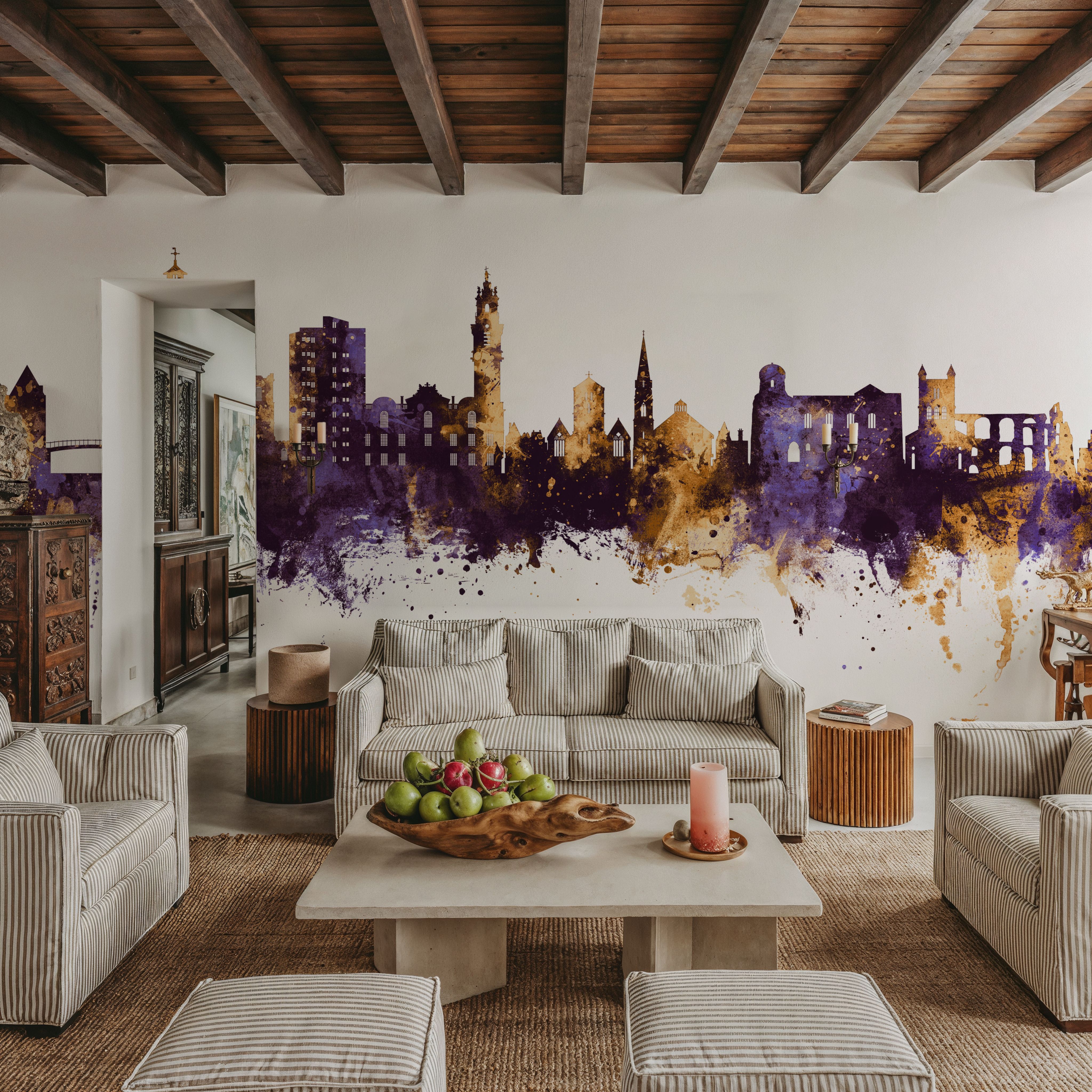 Colchester England Skyline Purple & Gold