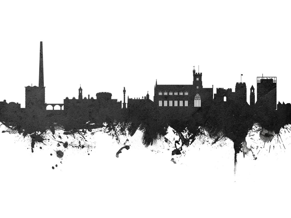 Carlisle England Skyline Black & White