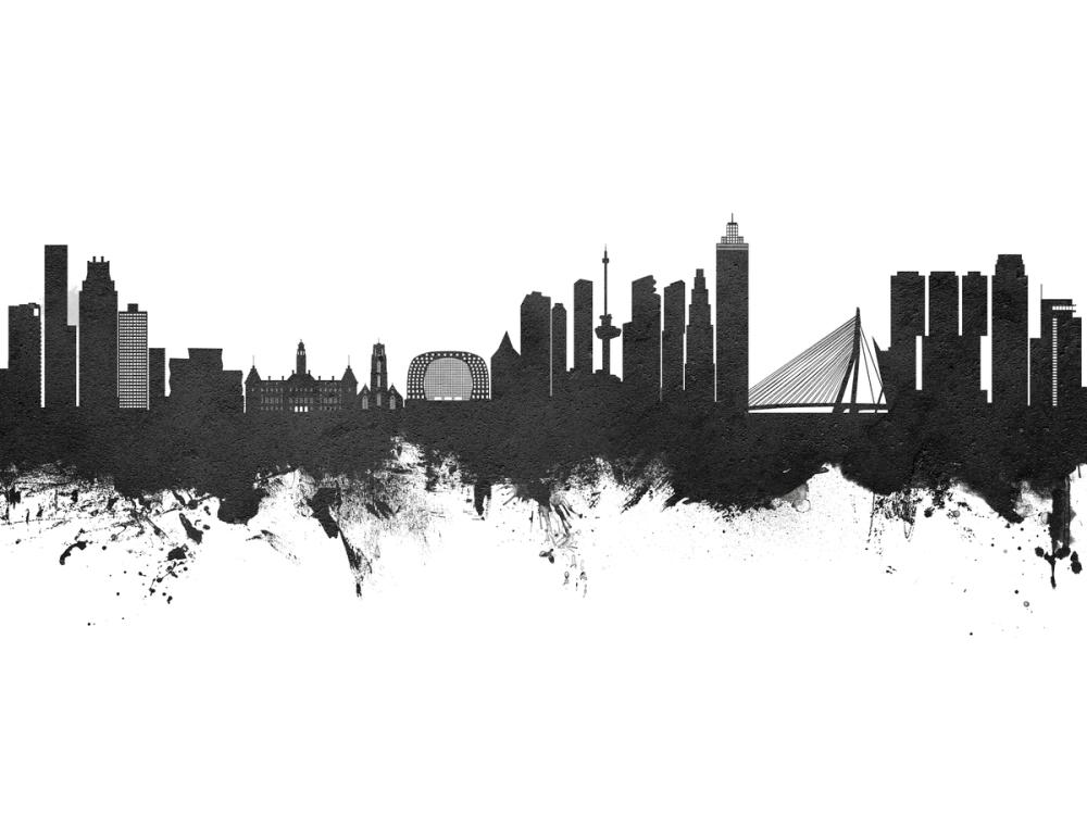 Rotterdam The Netherands Skyline Black & White