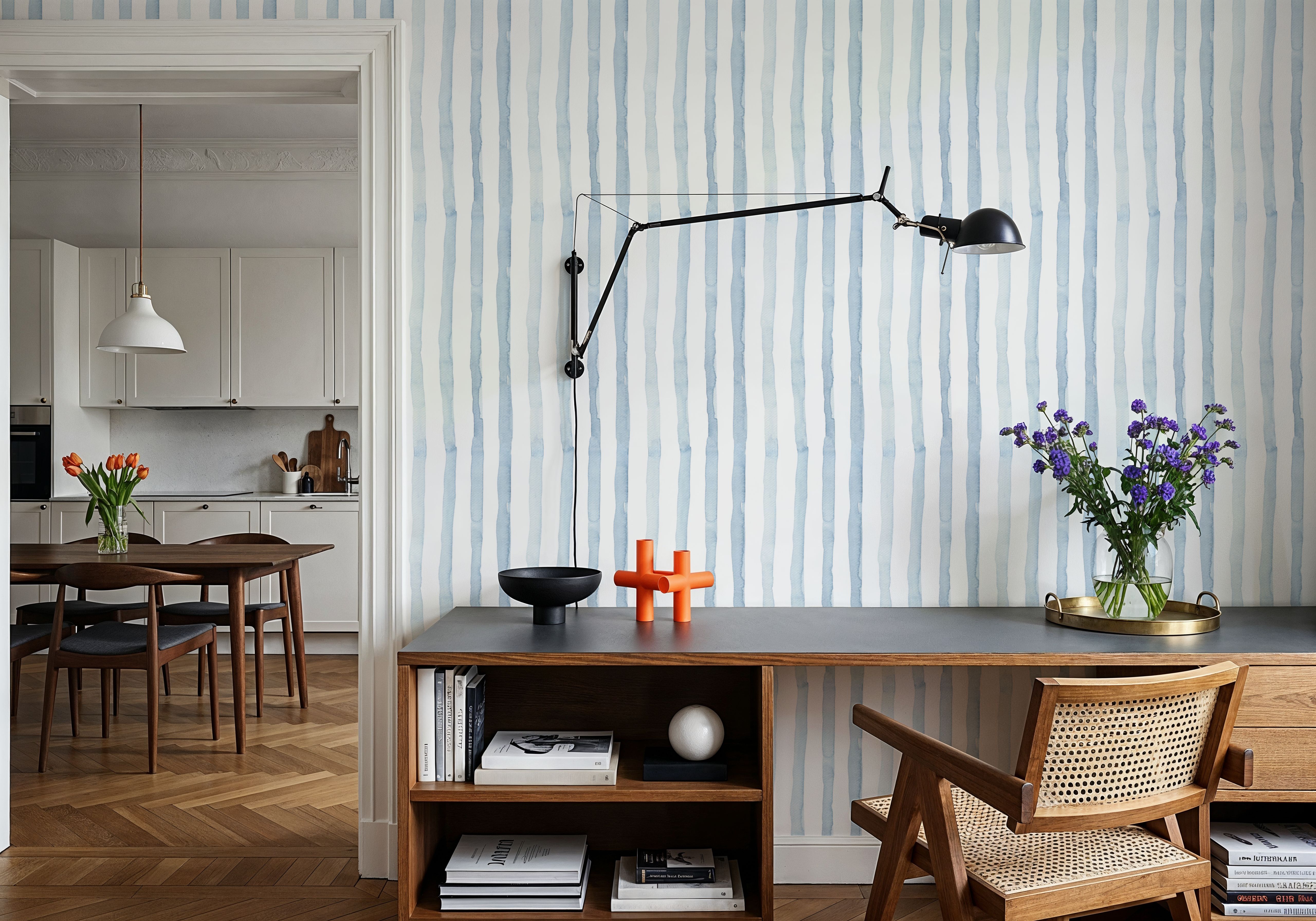 Watercolor Stripes Indigo