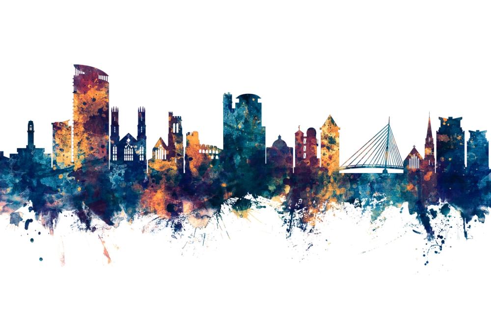 Swansea Wales Skyline Blue & Bronze