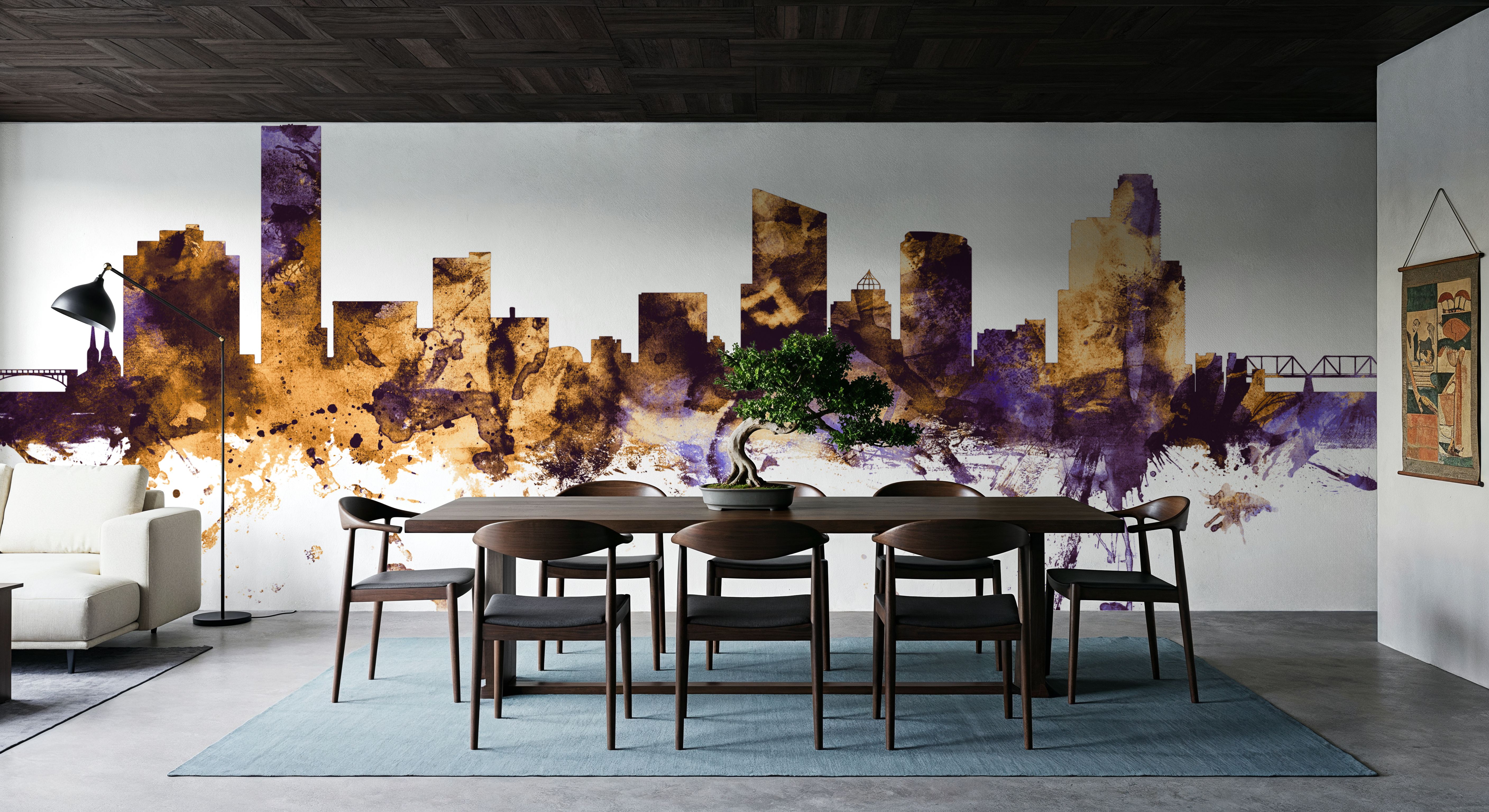 Grand Rapids Michigan Skyline Purple & Gold