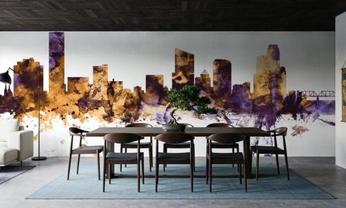 Grand Rapids Michigan Skyline Purple & Gold