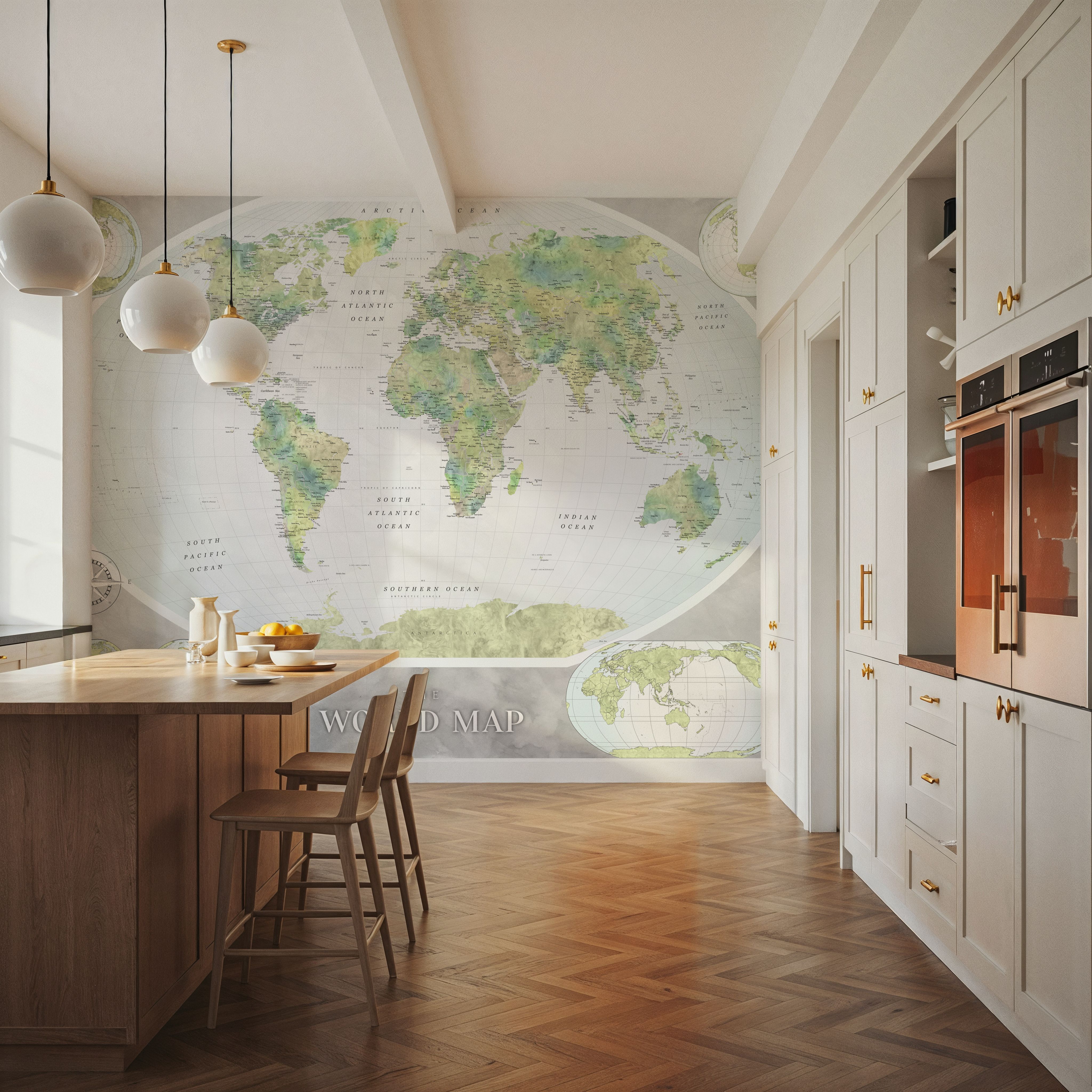 World Map Atlas Green