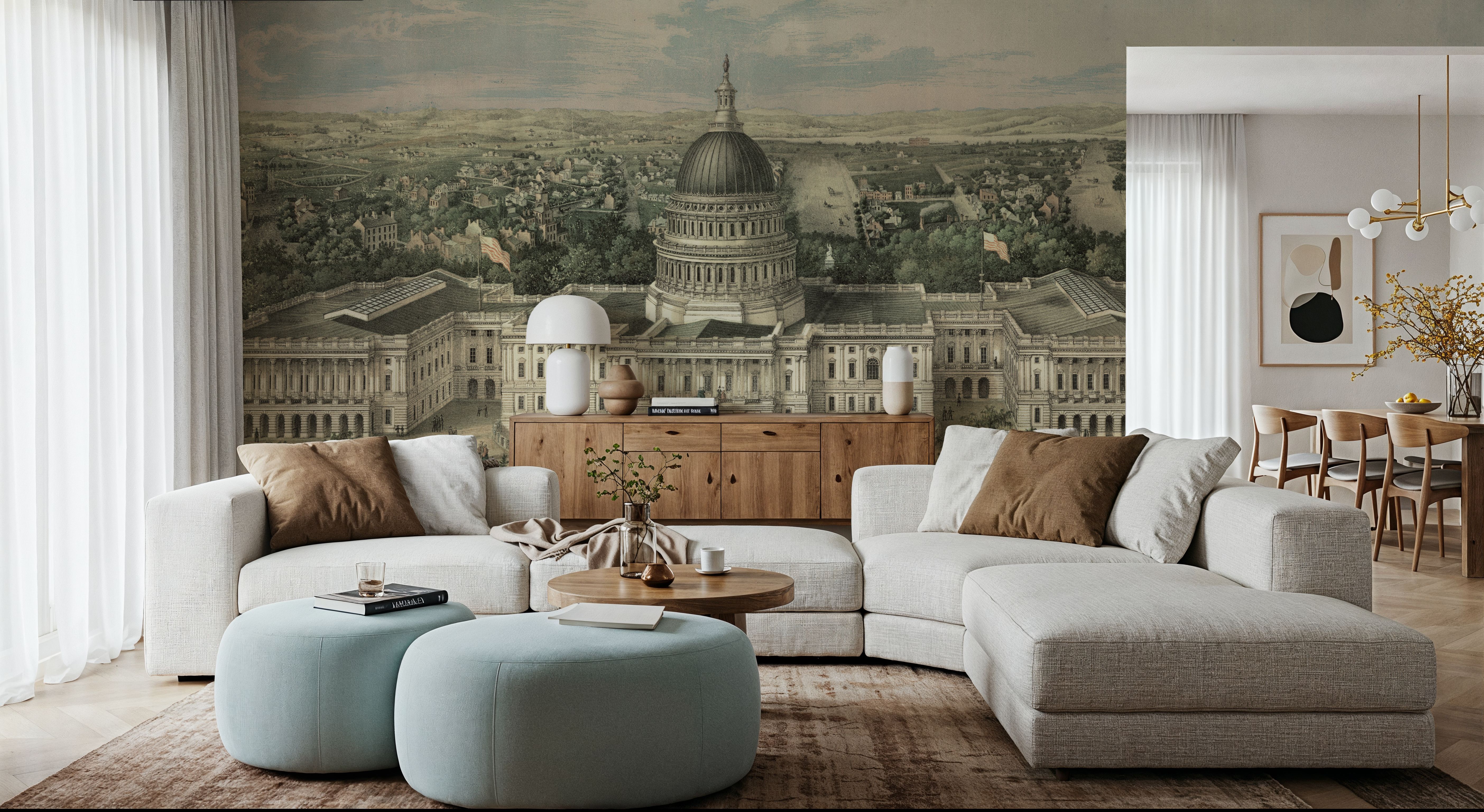 Old view of the United States Capitol and the city of Washington, 1857