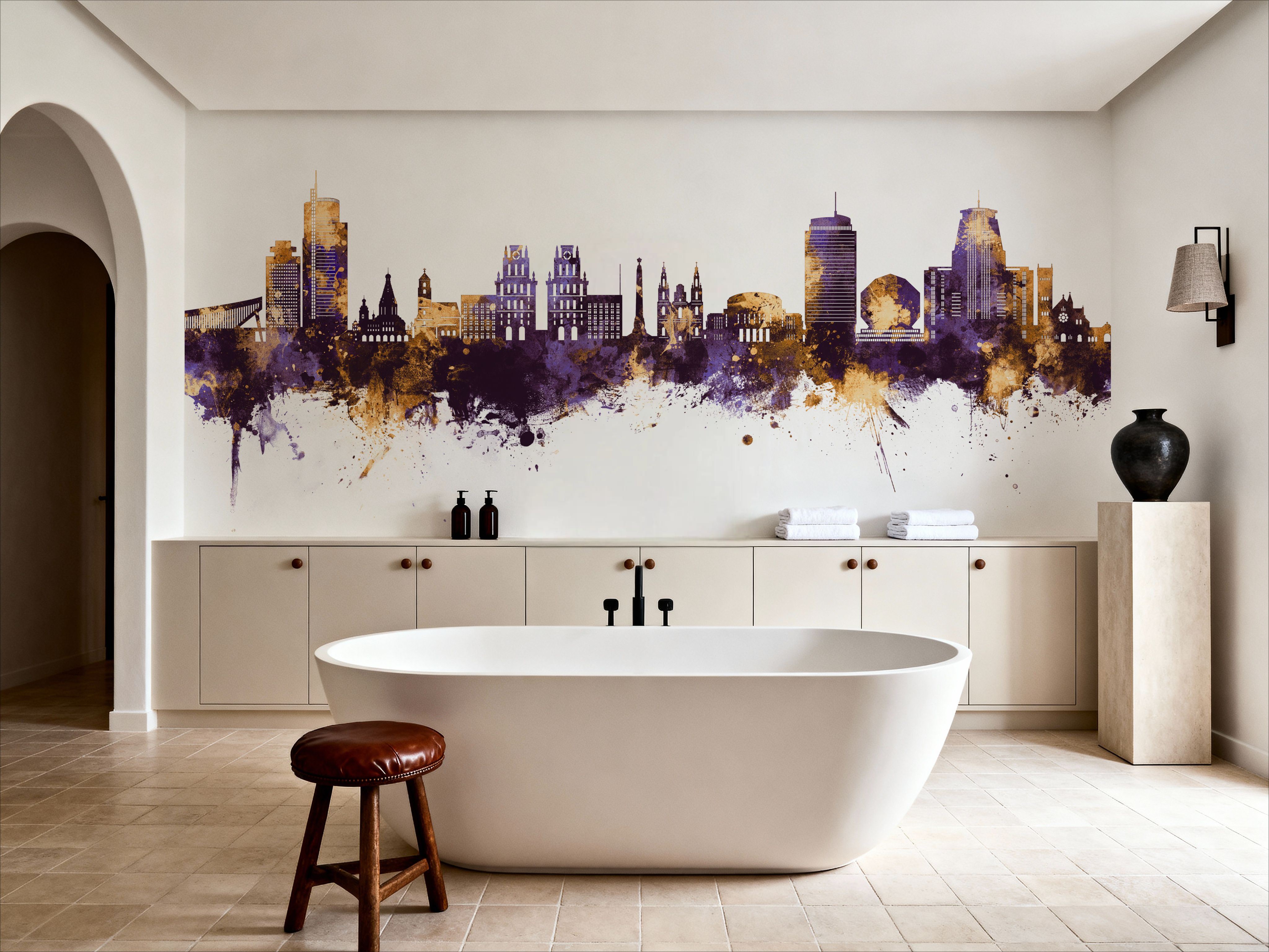 Minsk Belarus Skyline Purple & Gold
