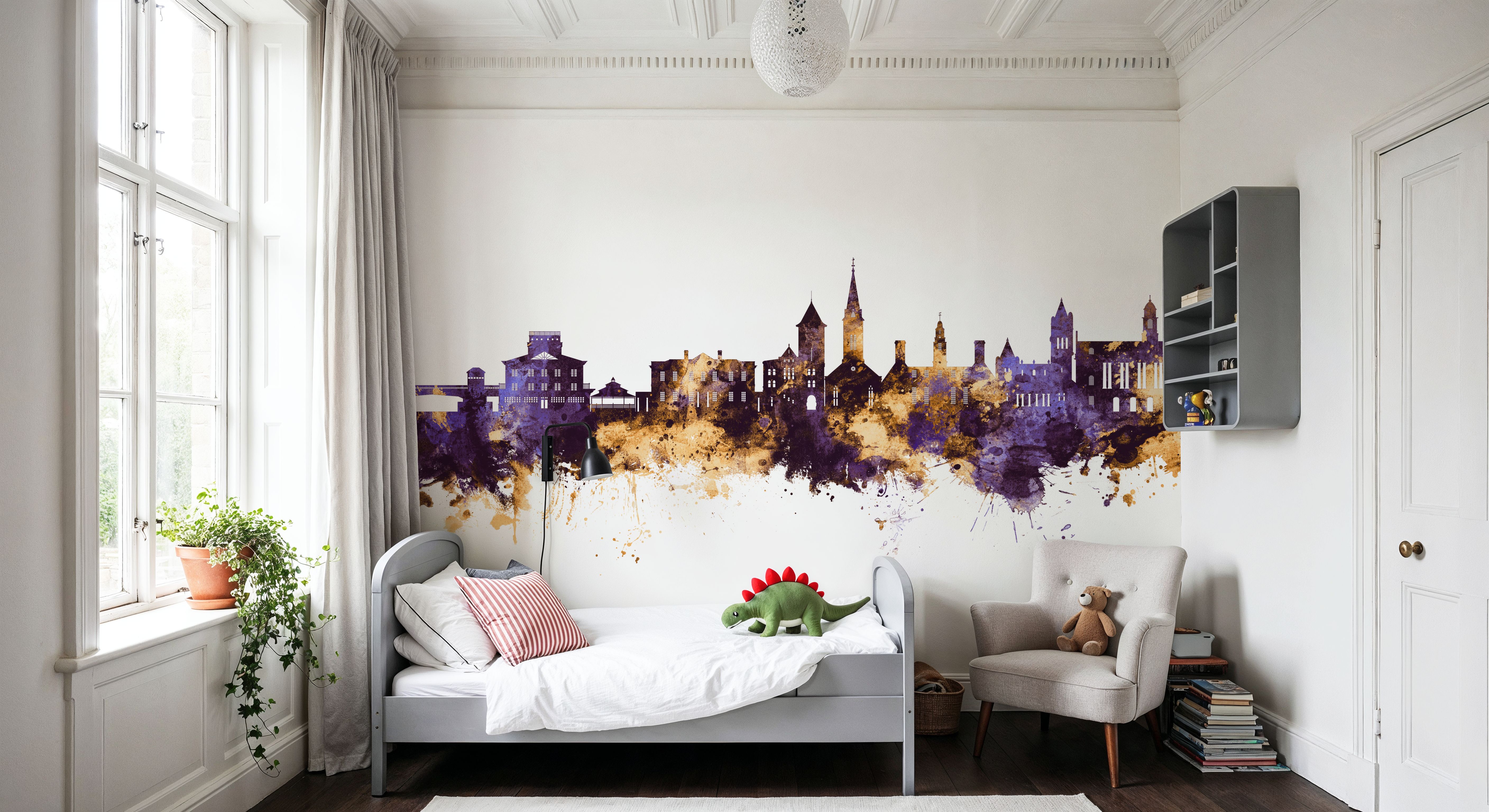 New Bern North Carolina Skyline Purple & Gold