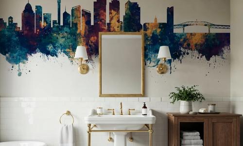 Auckland New Zeeland Skyline Blue & Bronze