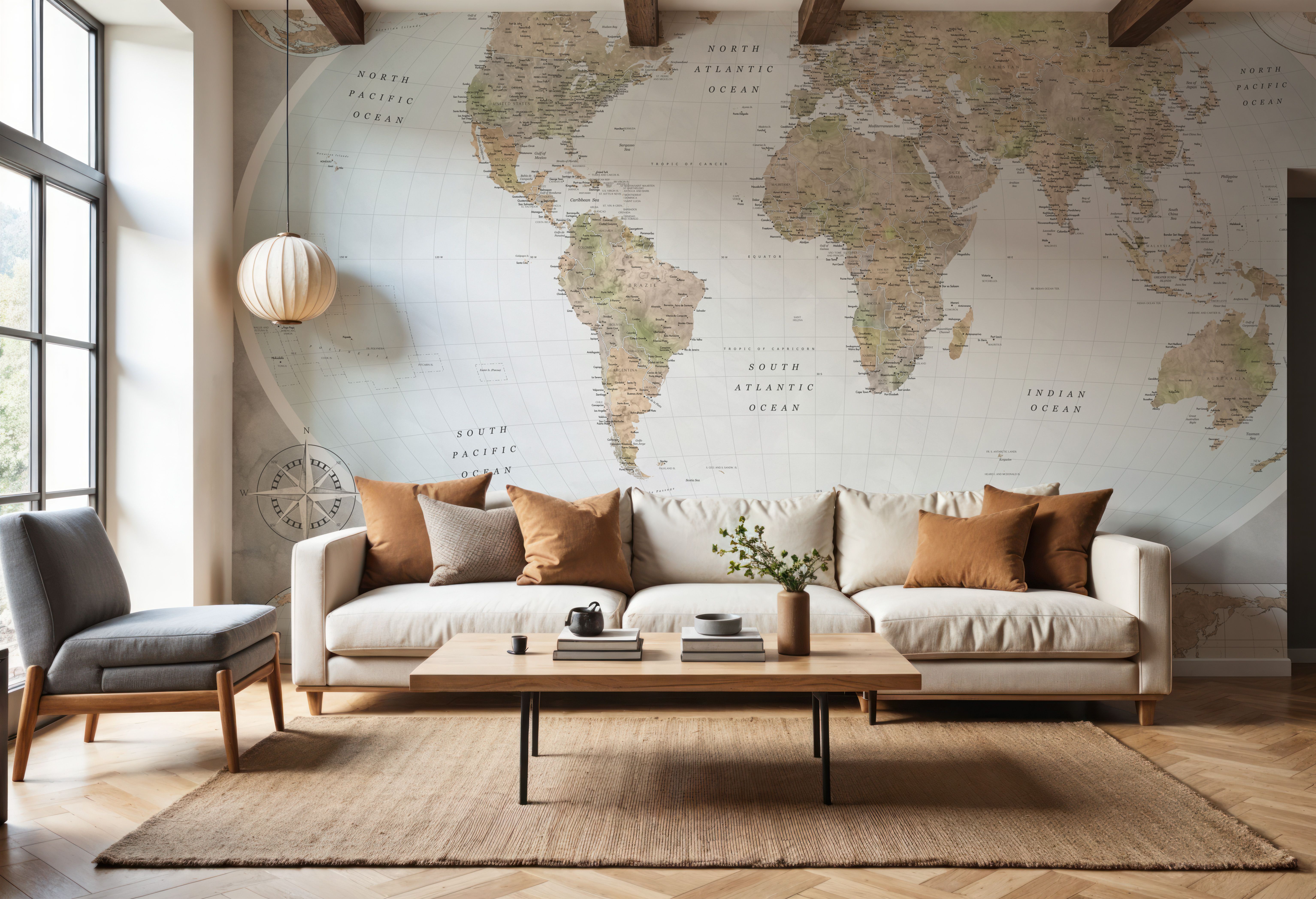 World Map Atlas Brown