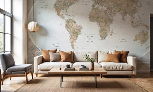 World Map Atlas Brown