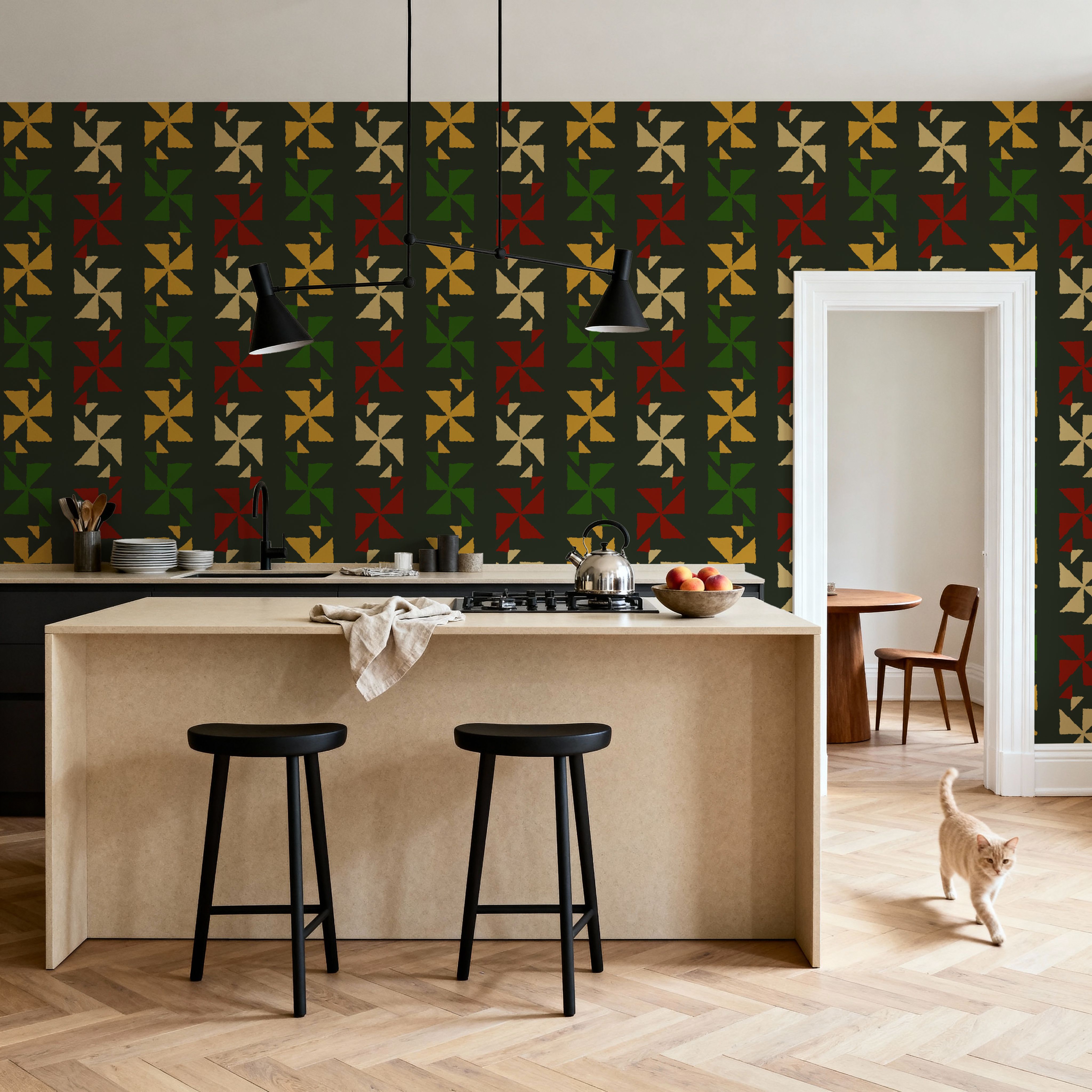 Barn Quilt, Dark, Behang