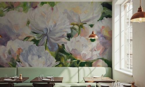 White Impressionistic Peonies