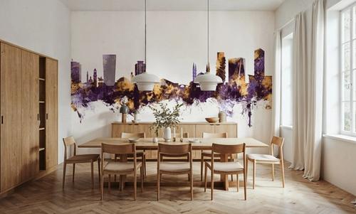 Tirana Skyline Purple & Gold
