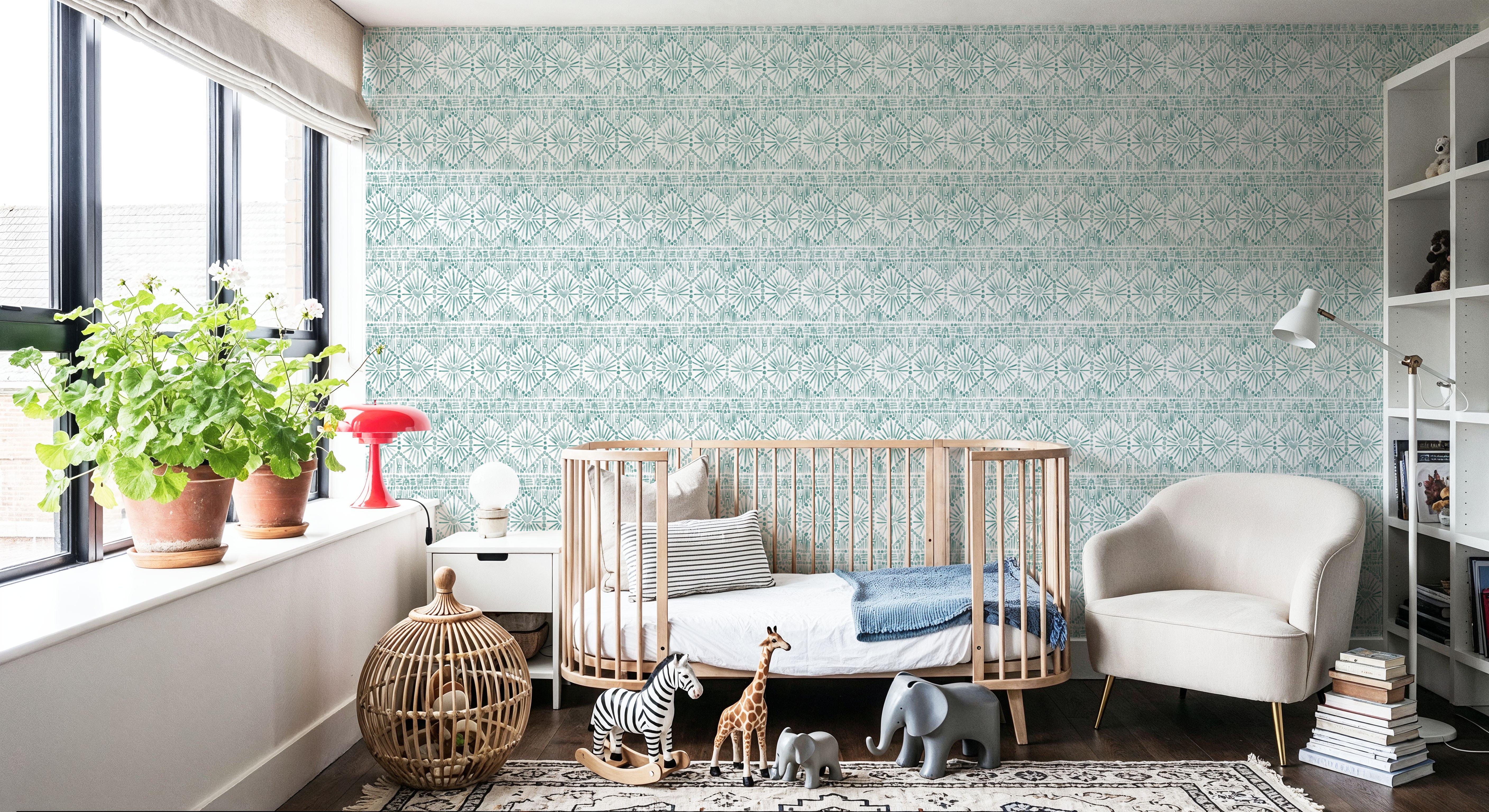 Paradise Fountain Blue on White