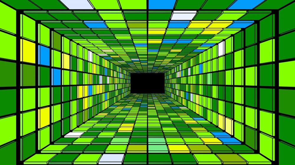 Retro Game Tunnel, Vibrant Green