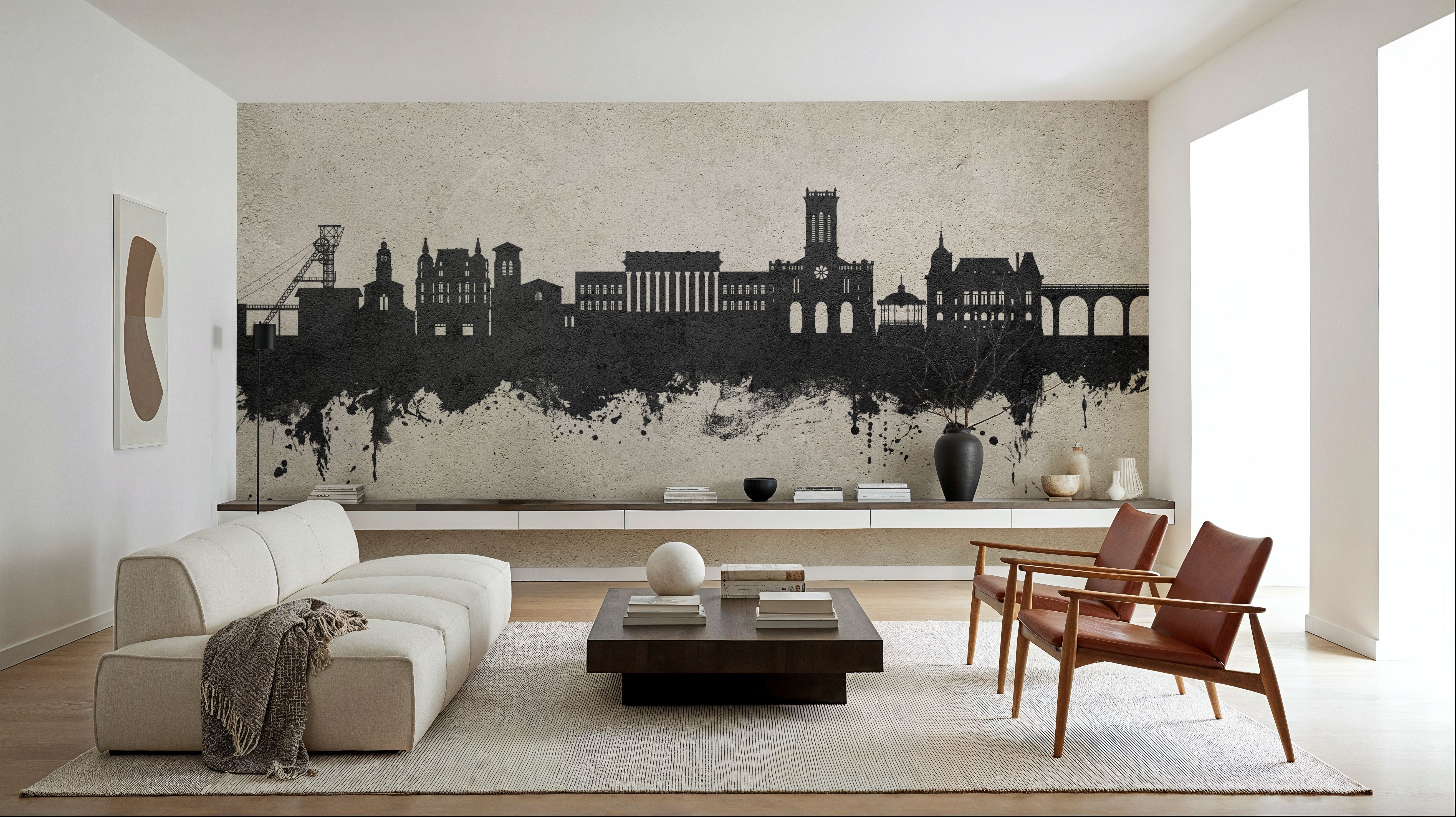 Saint-Étienne France Skyline Concrete, Papier peint