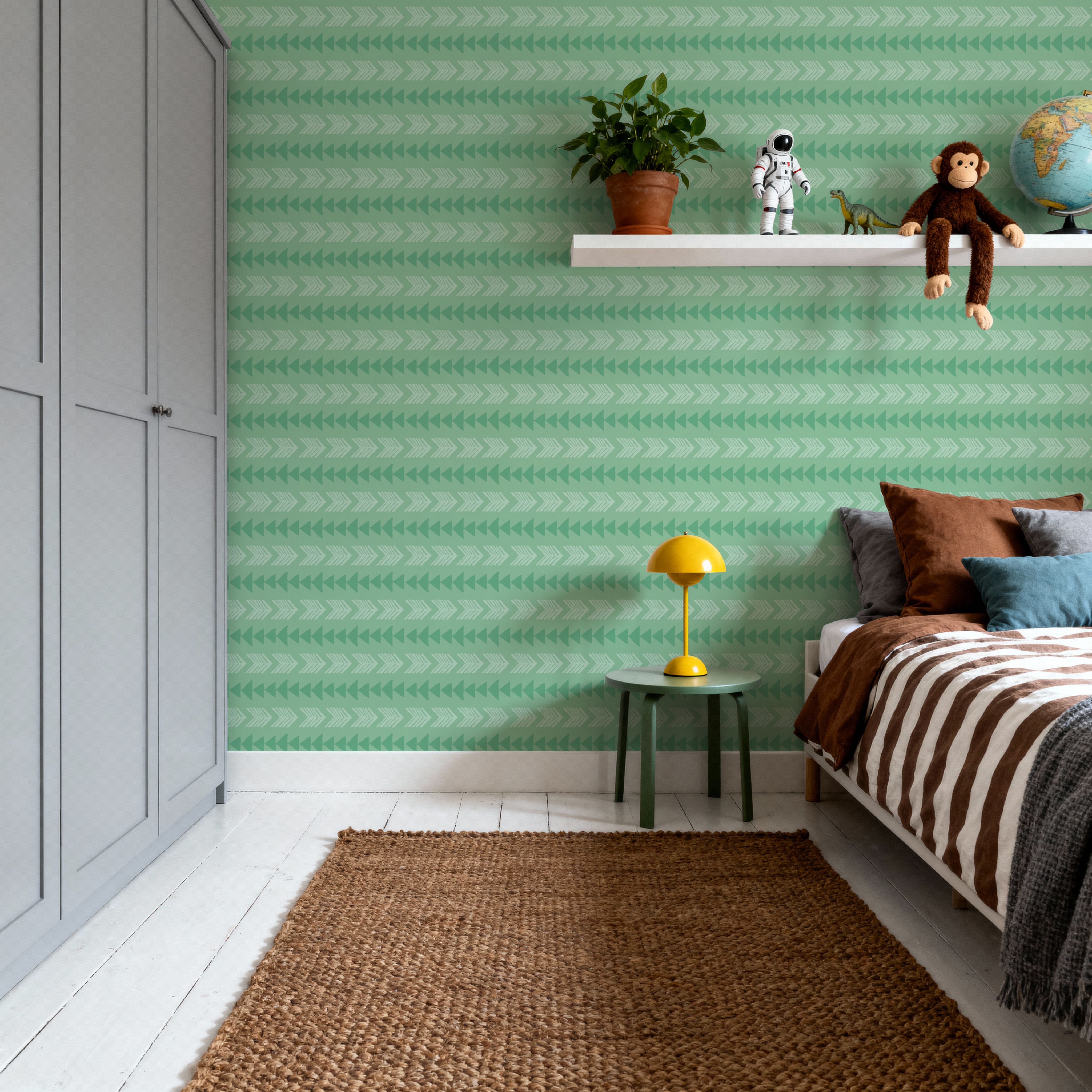 Boho Arrows Light Green, Wallpaper