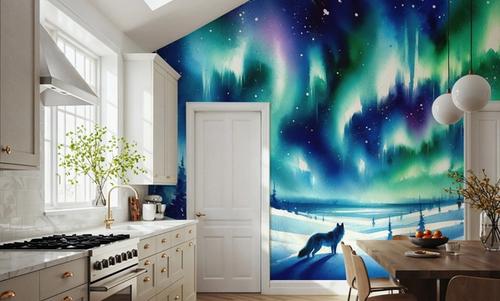 Arctic Fox and Northern Lights