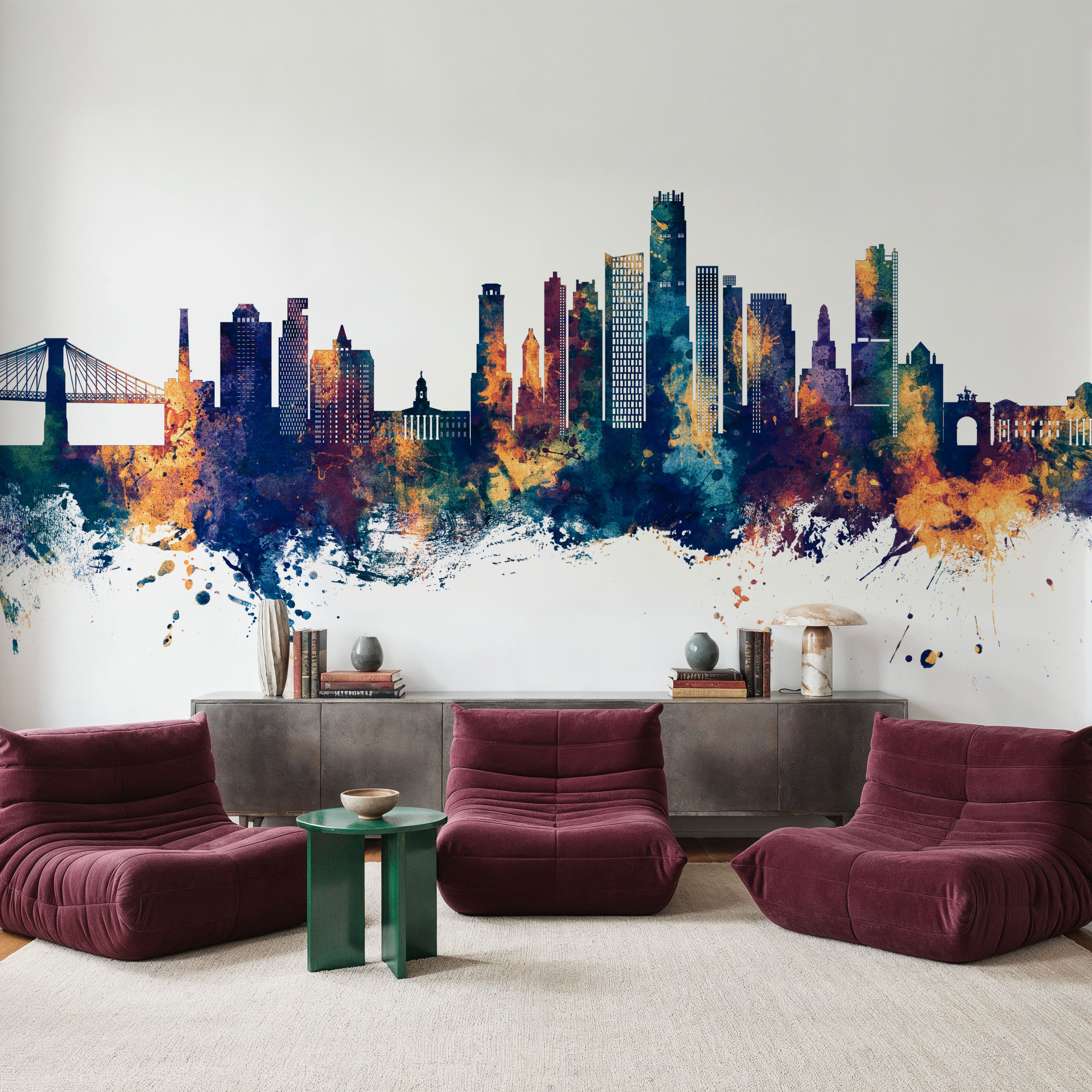 Brooklyn New York Skyline Blue & Bronze