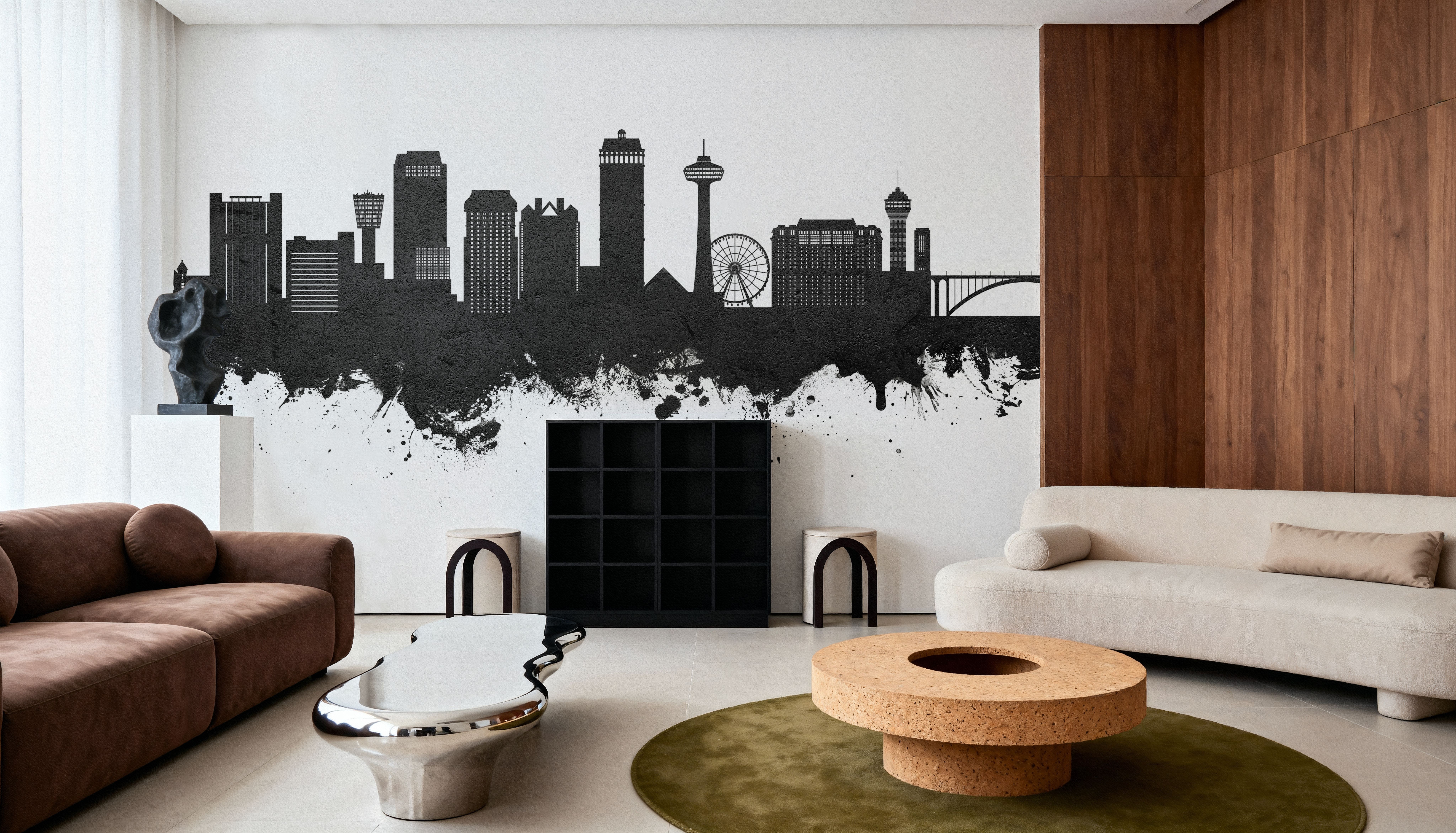 Niagara Falls Skyline Black & White