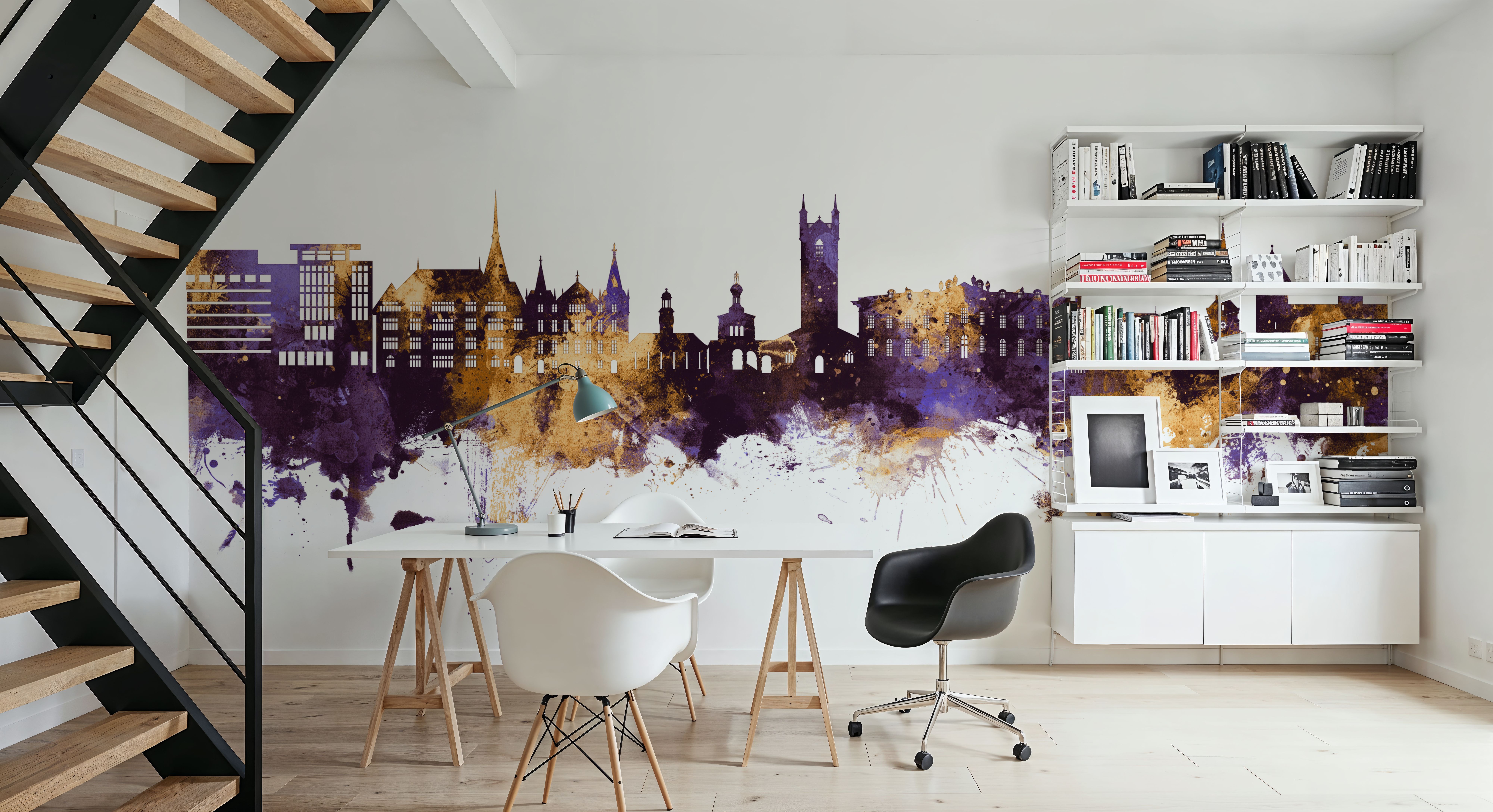 Vevey Switzerland Skyline Purple & Gold