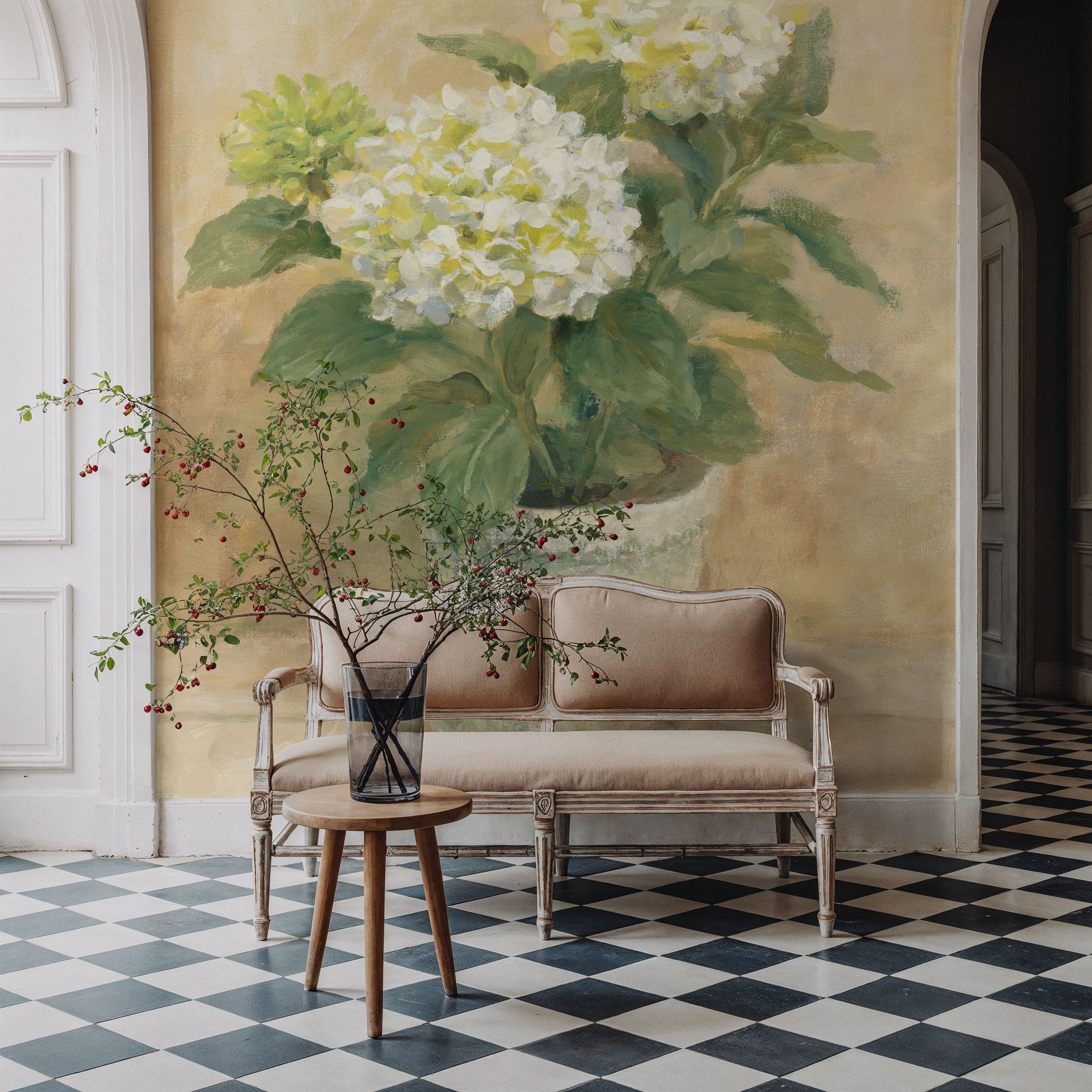 Pot of White Hydrangea