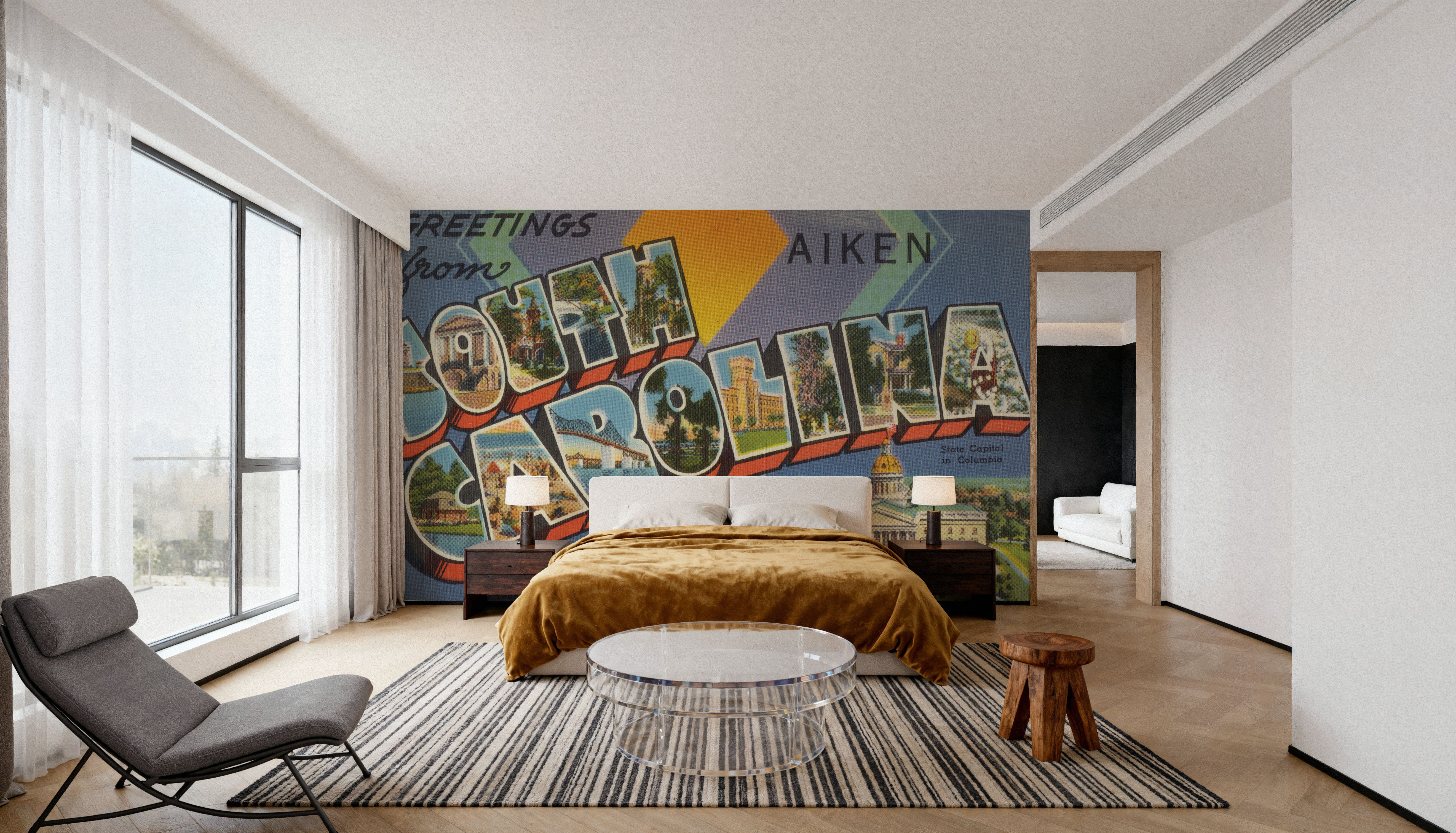 Greetings from Aiken South Carolina - Screenprint Postcard