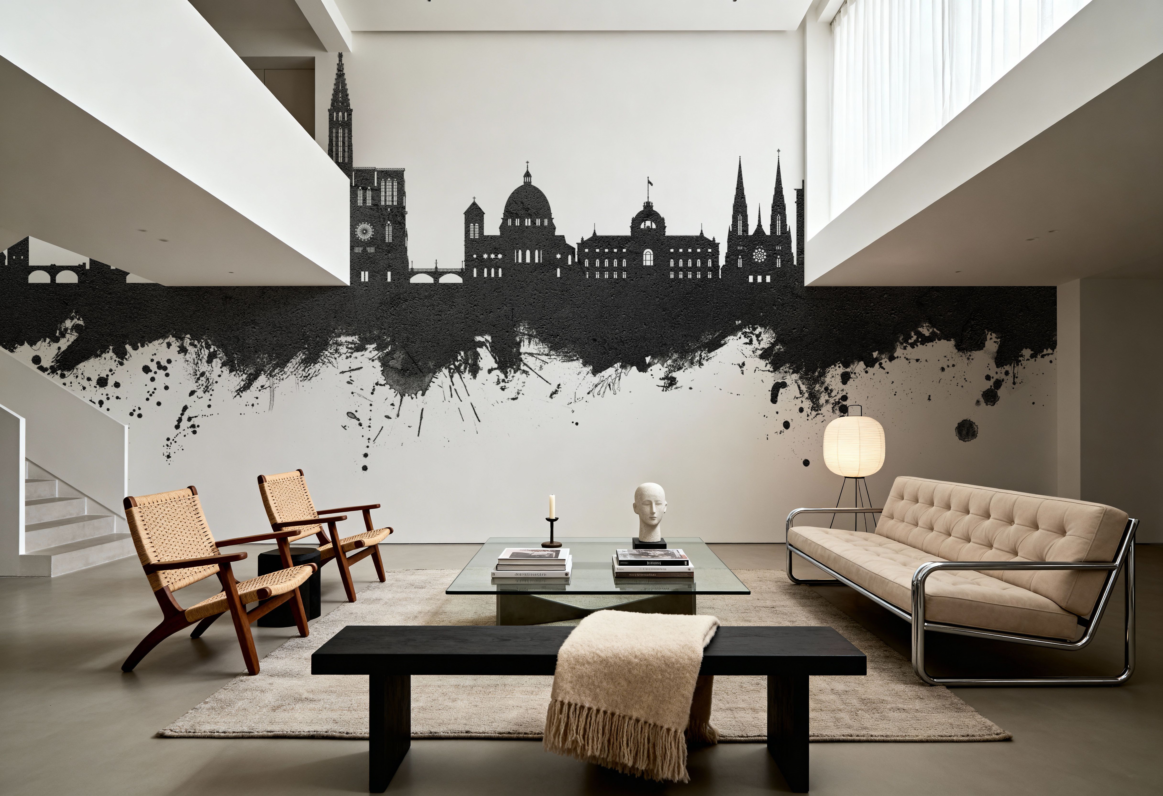 Strasbourg France Skyline Black & White, Wallpaper