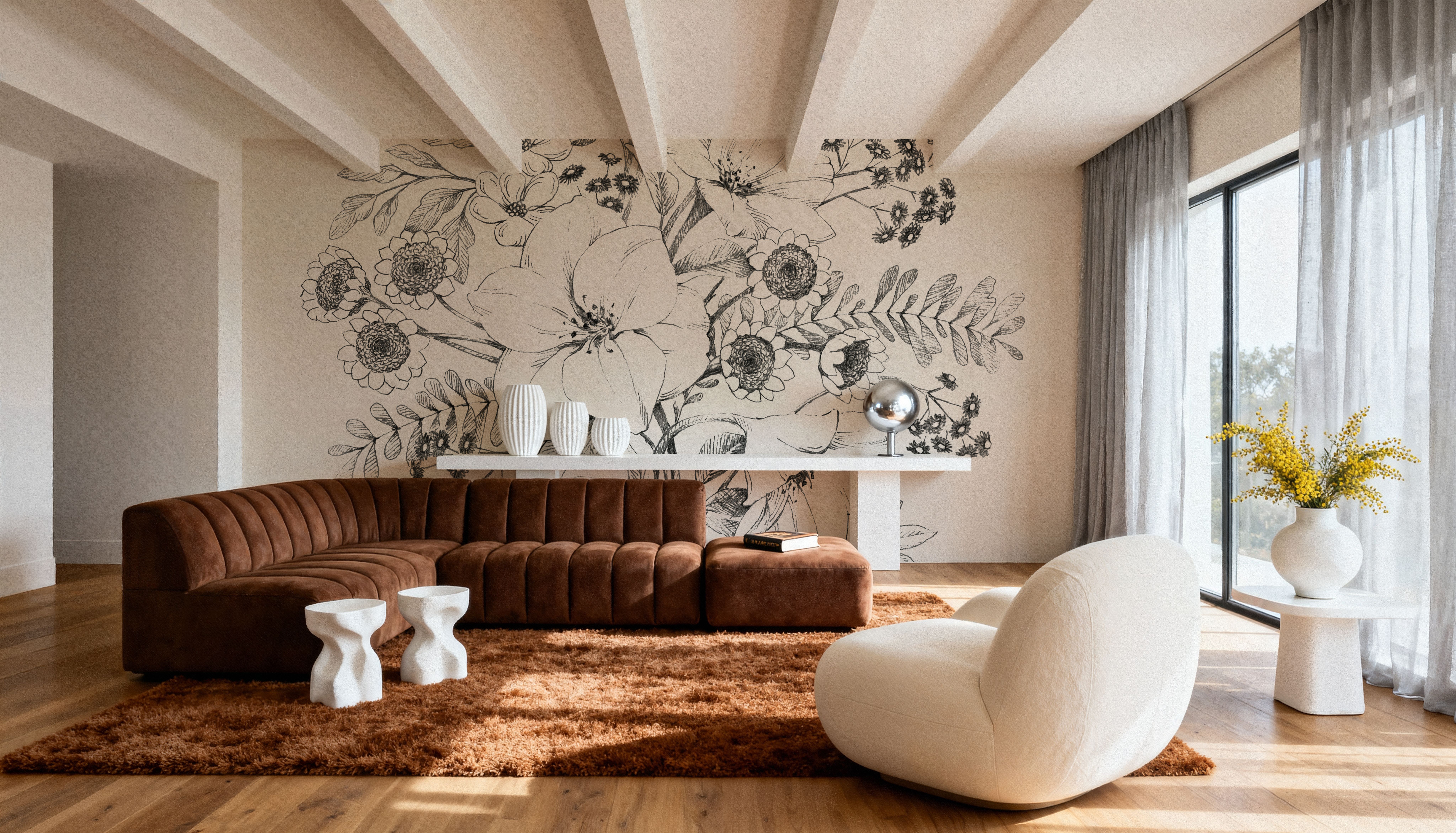 Flora Toile IX, Wallpaper