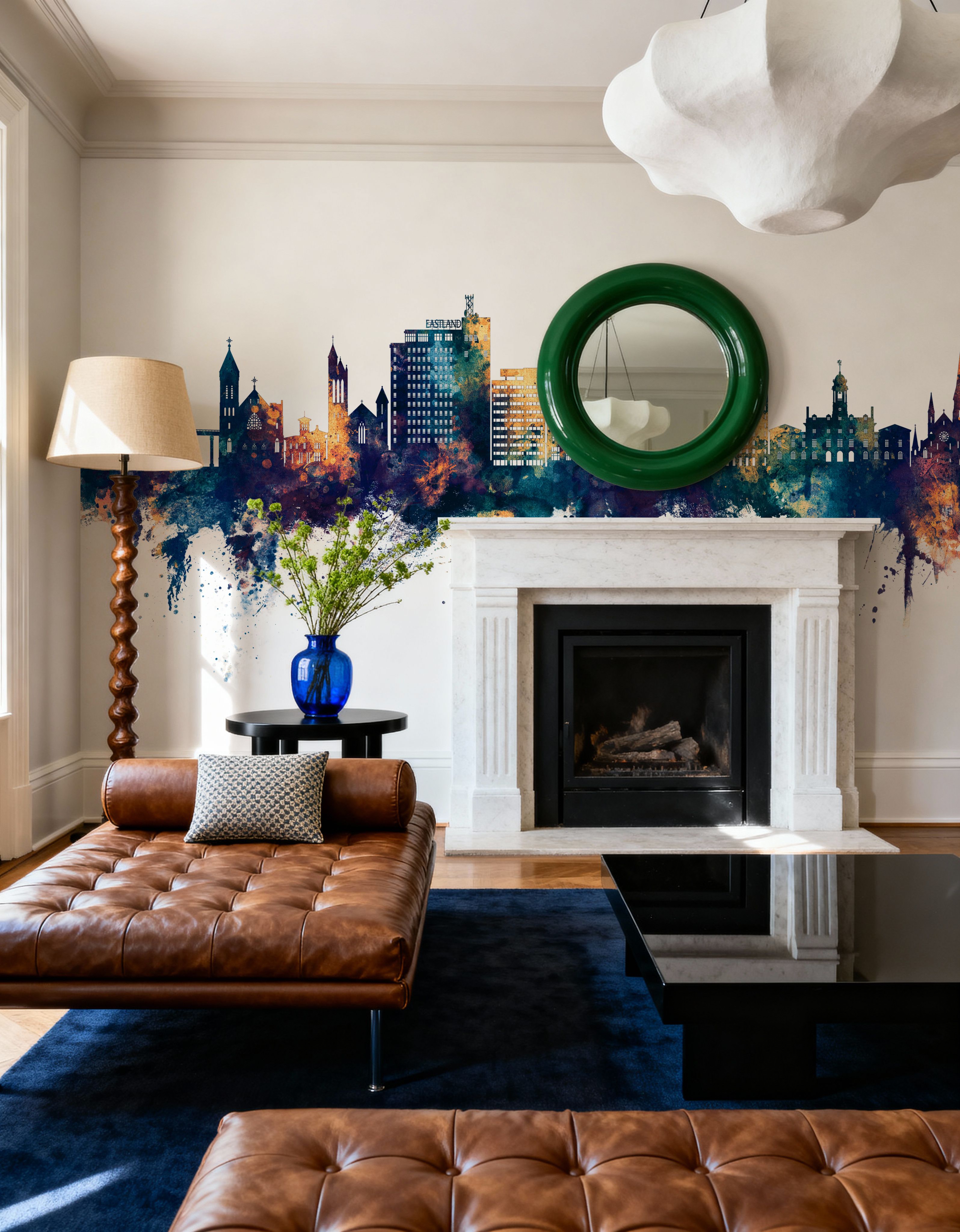 Portland Maine Skyline Blue & Bronze