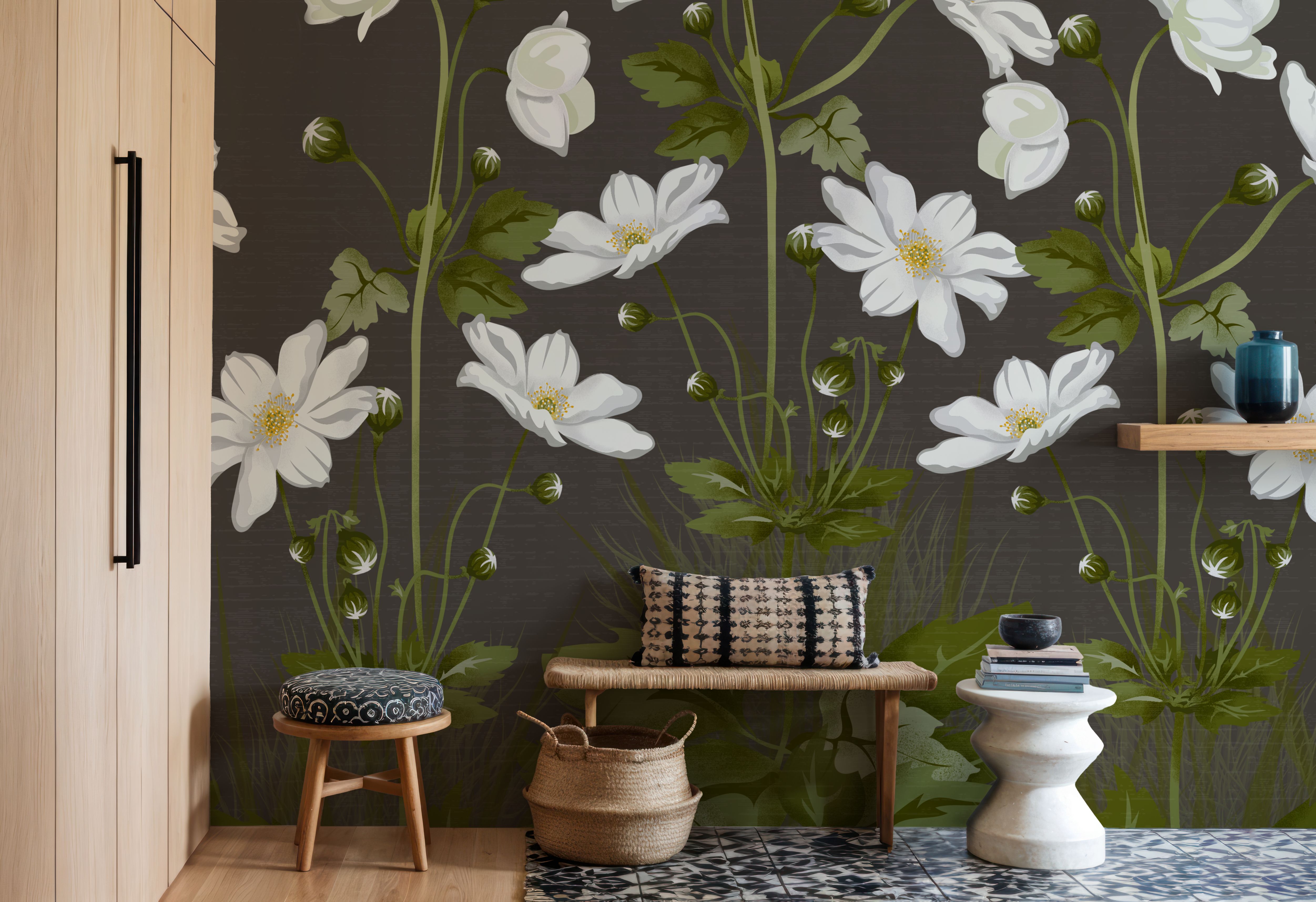 White Anemones, Taupe