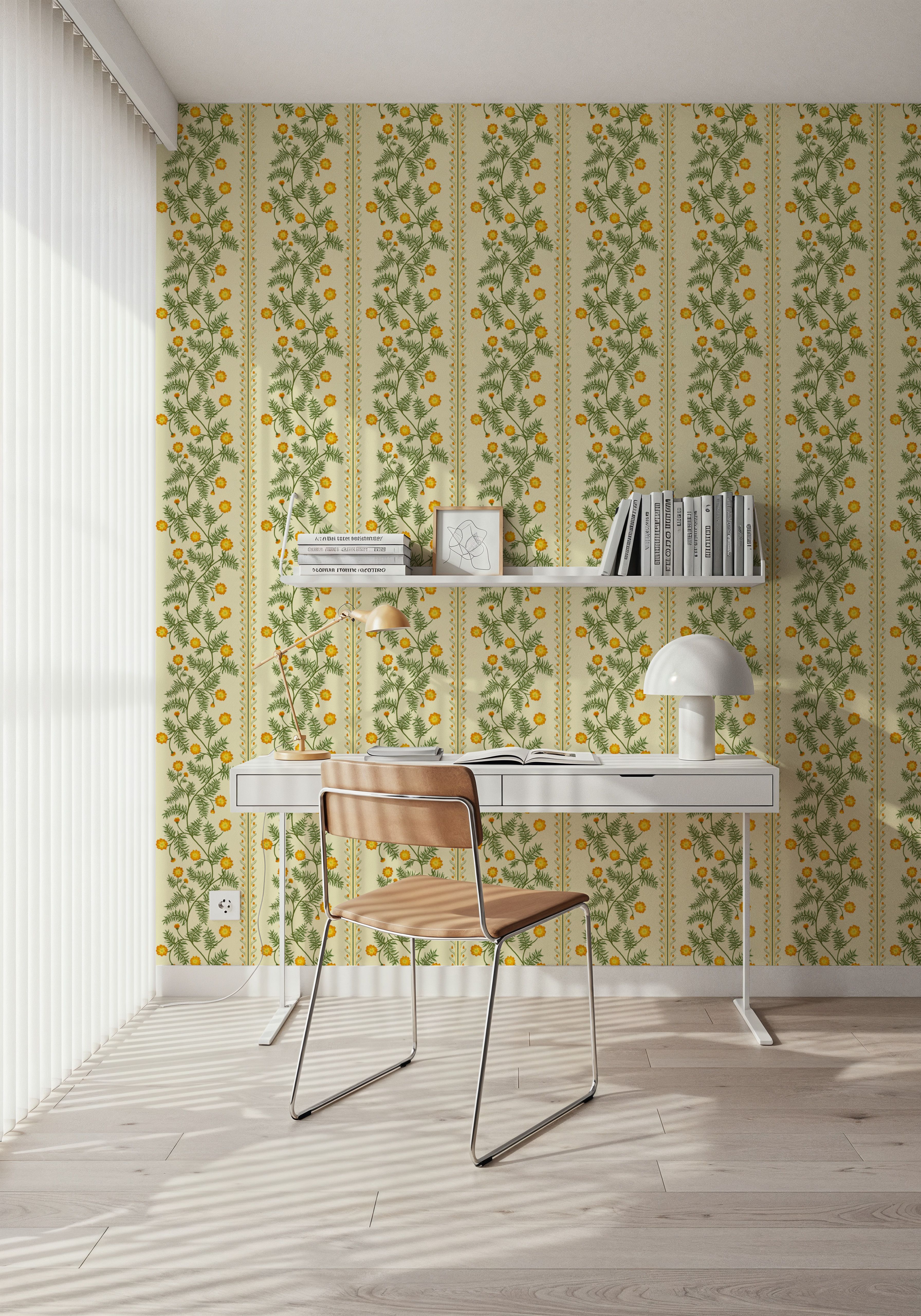 Marigold Stripes, Orange on Cream
