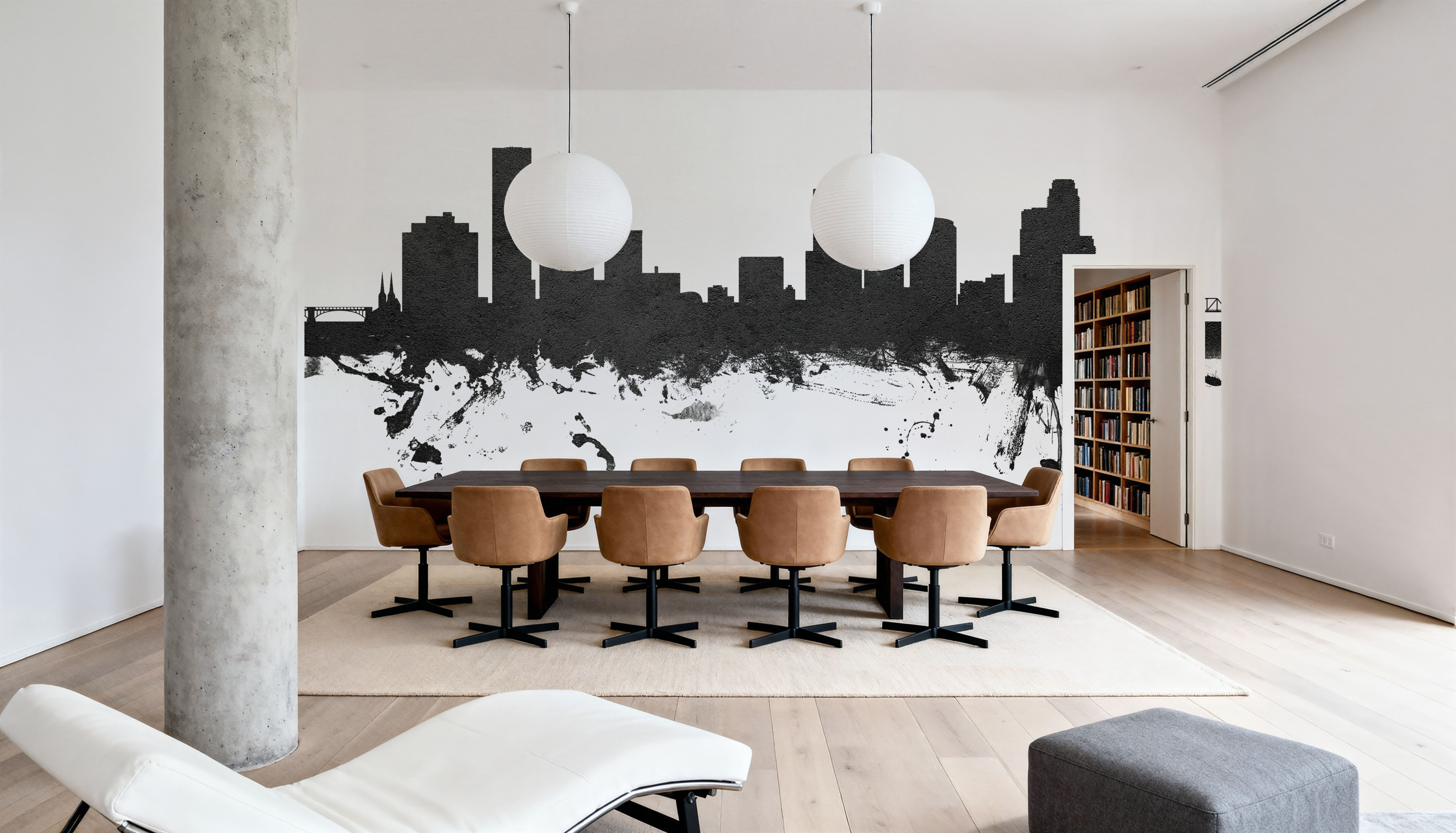 Grand Rapids Michigan Skyline Black & White