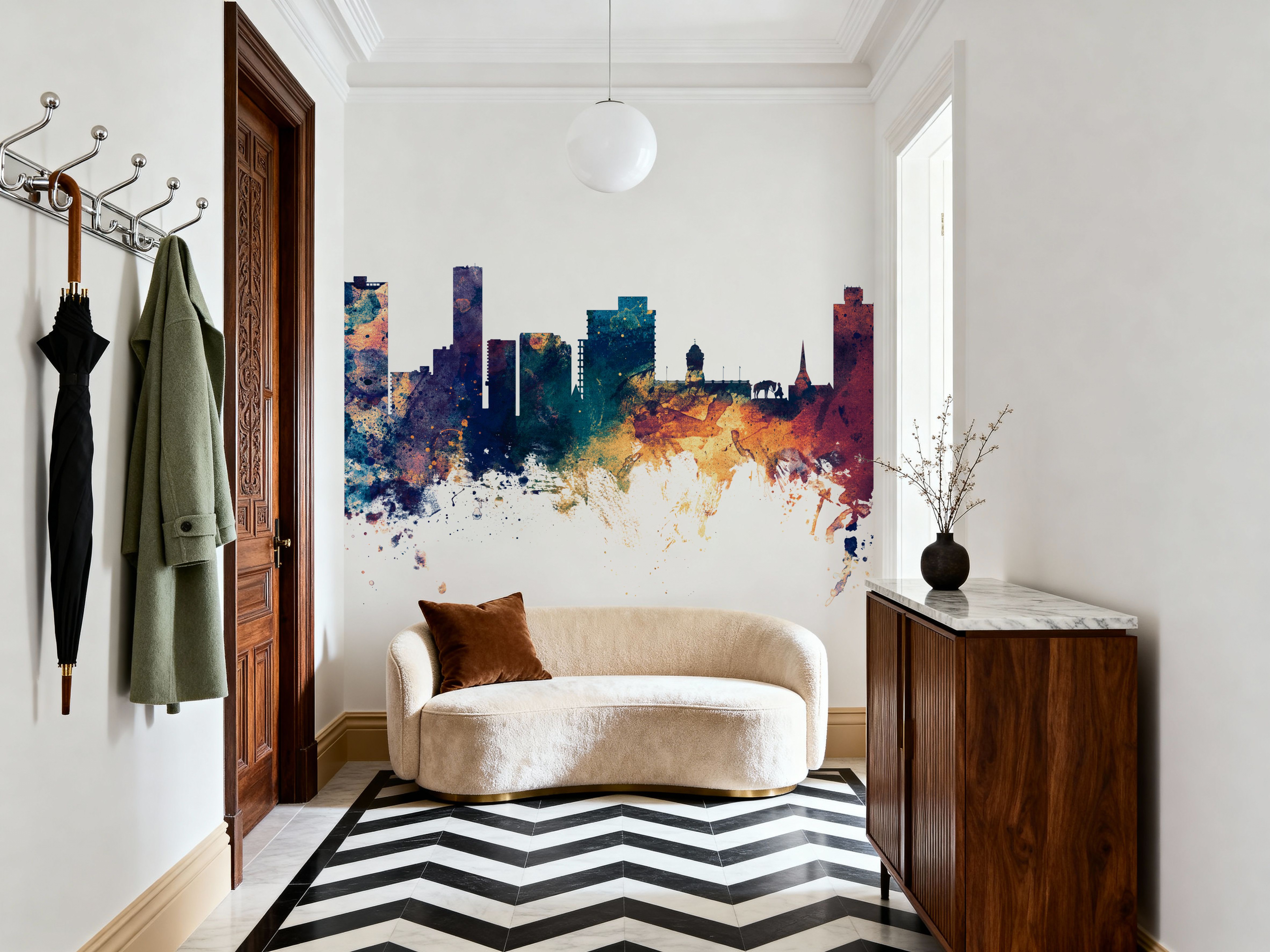 Port Elizabeth South Africa Skyline Blue & Bronze