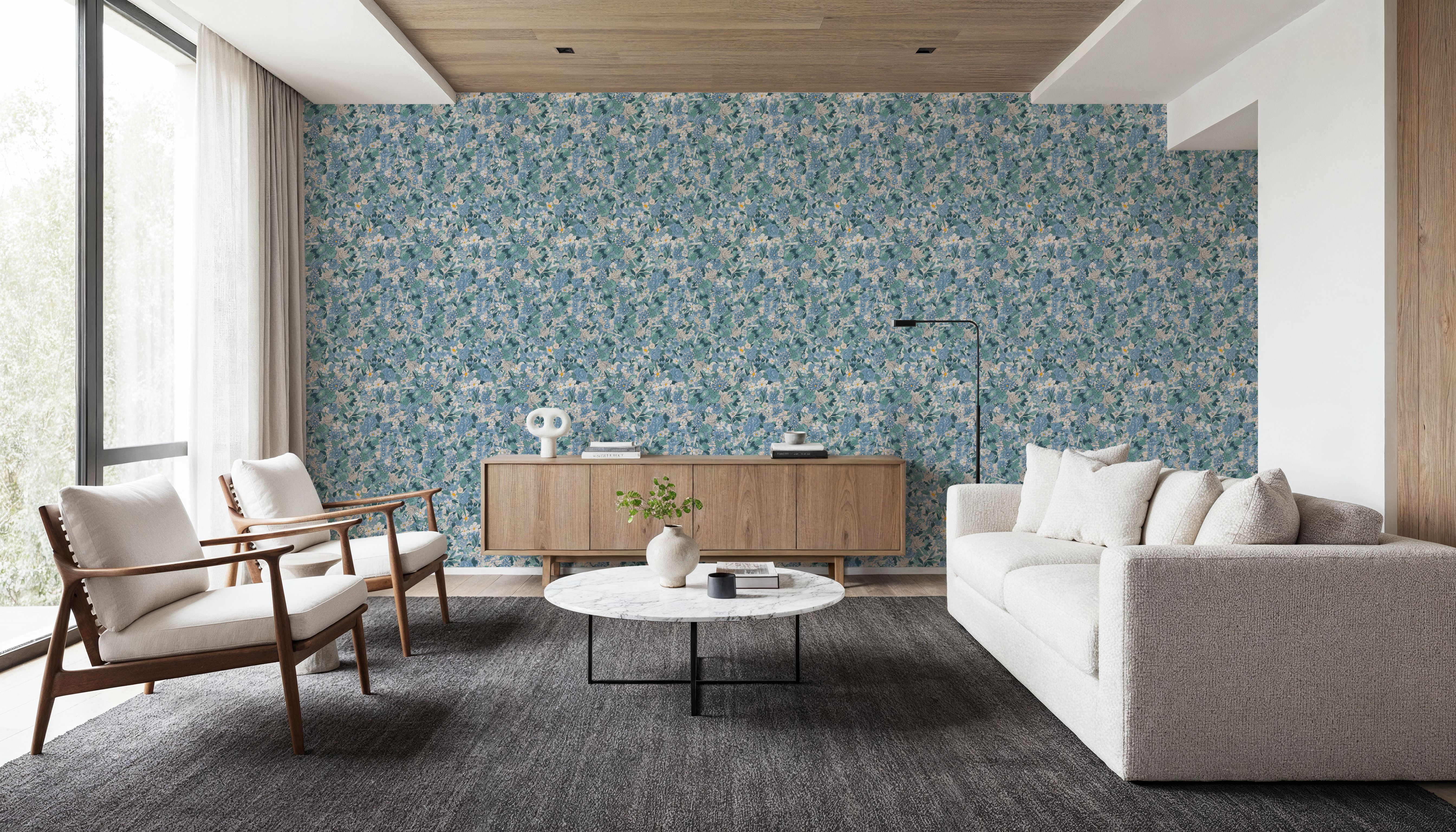 Floral Blossom Dusty Blue