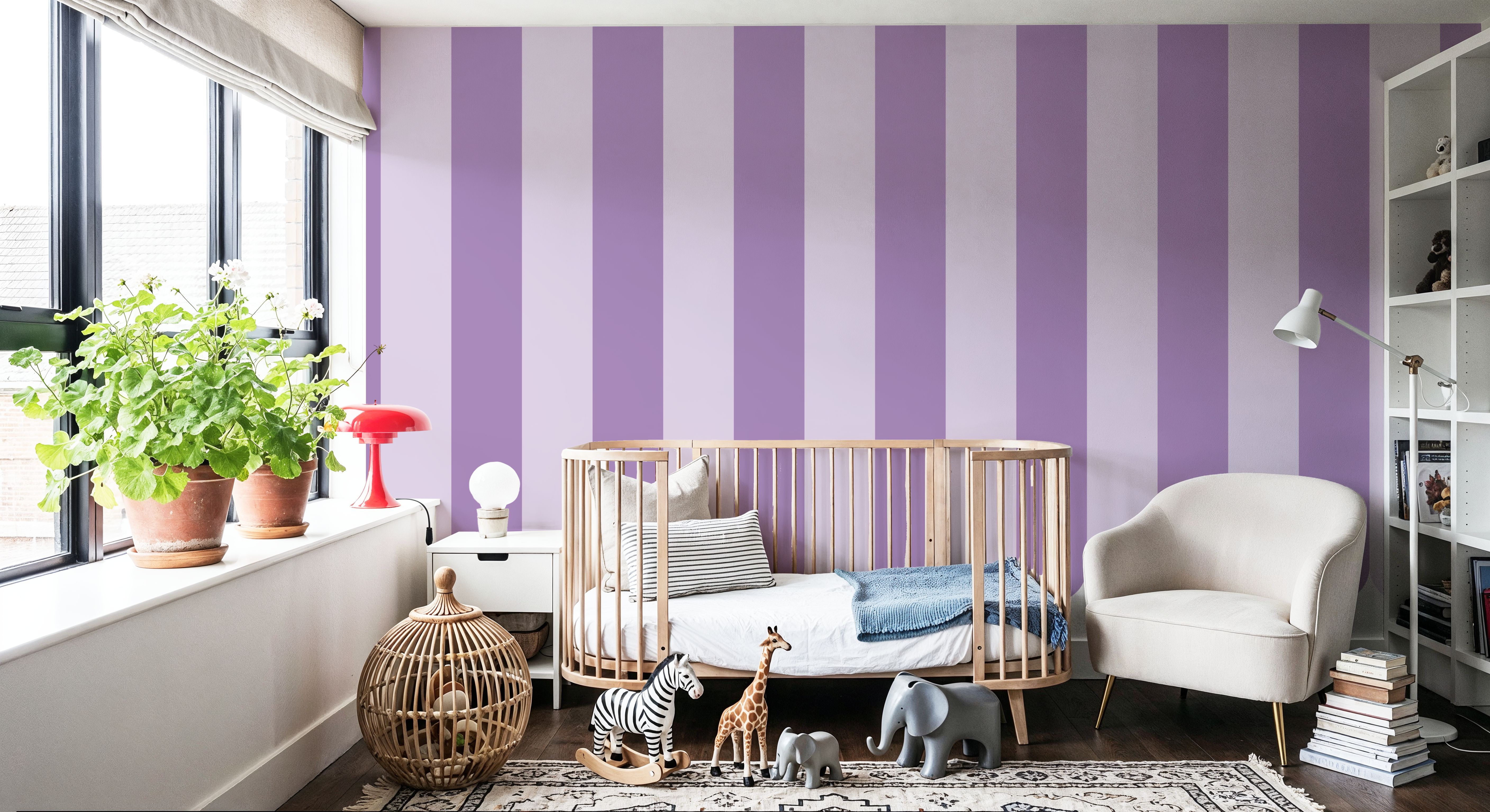 Scalloped Circus Stripes, Purple on Purple