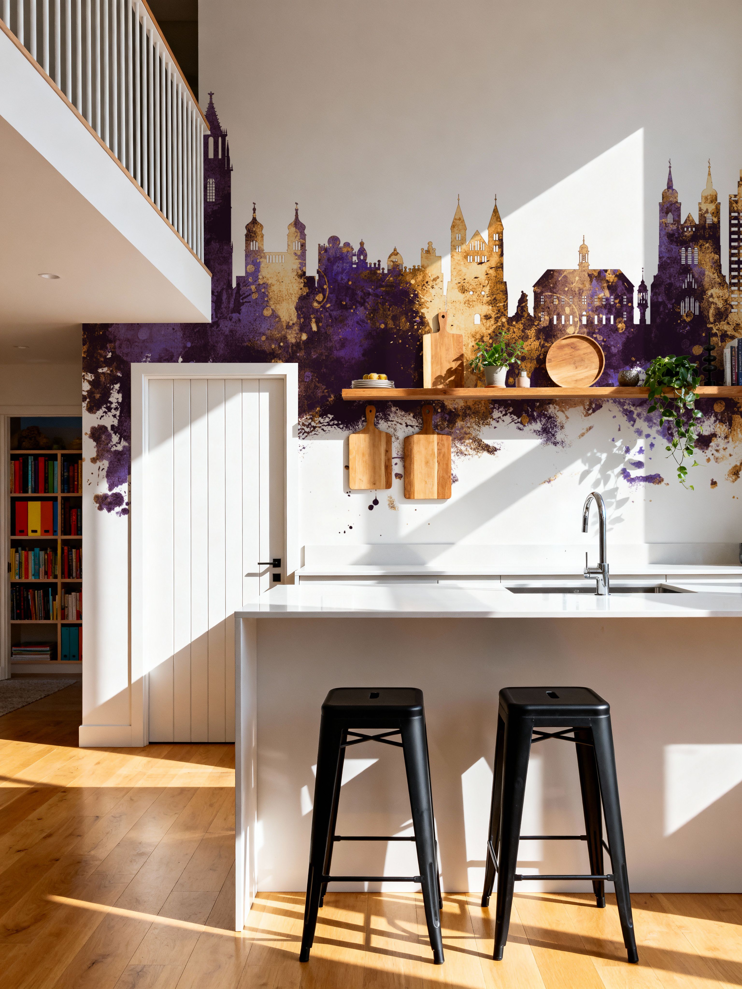Magdeburg Germany Skyline Purple & Gold